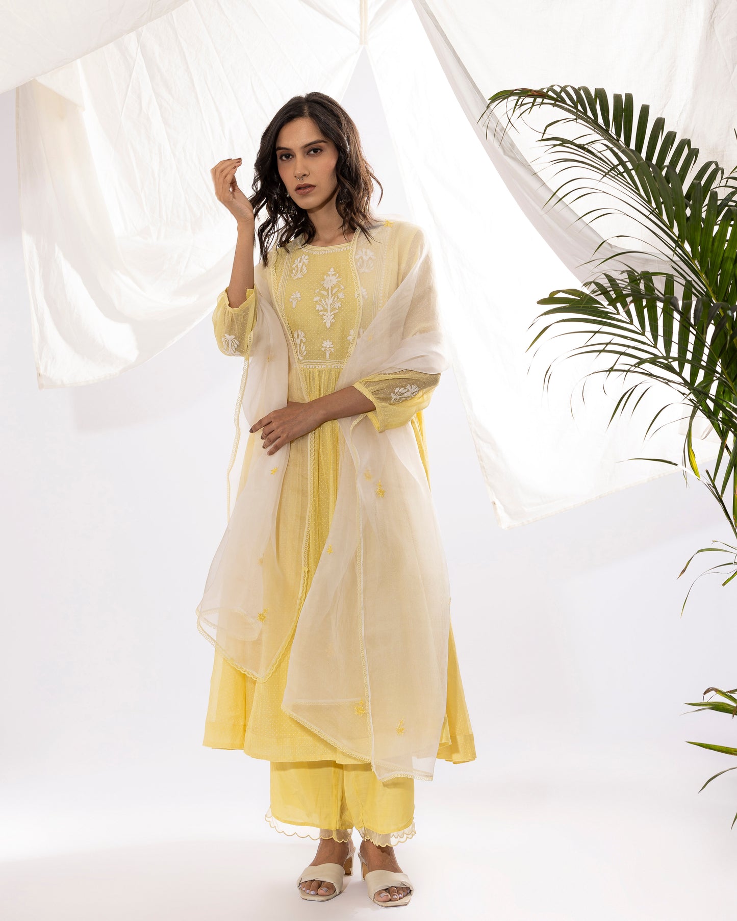 LEMON YELLOW EMBROIDERED KURTA