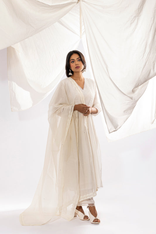 White Chikankari Kurta Set