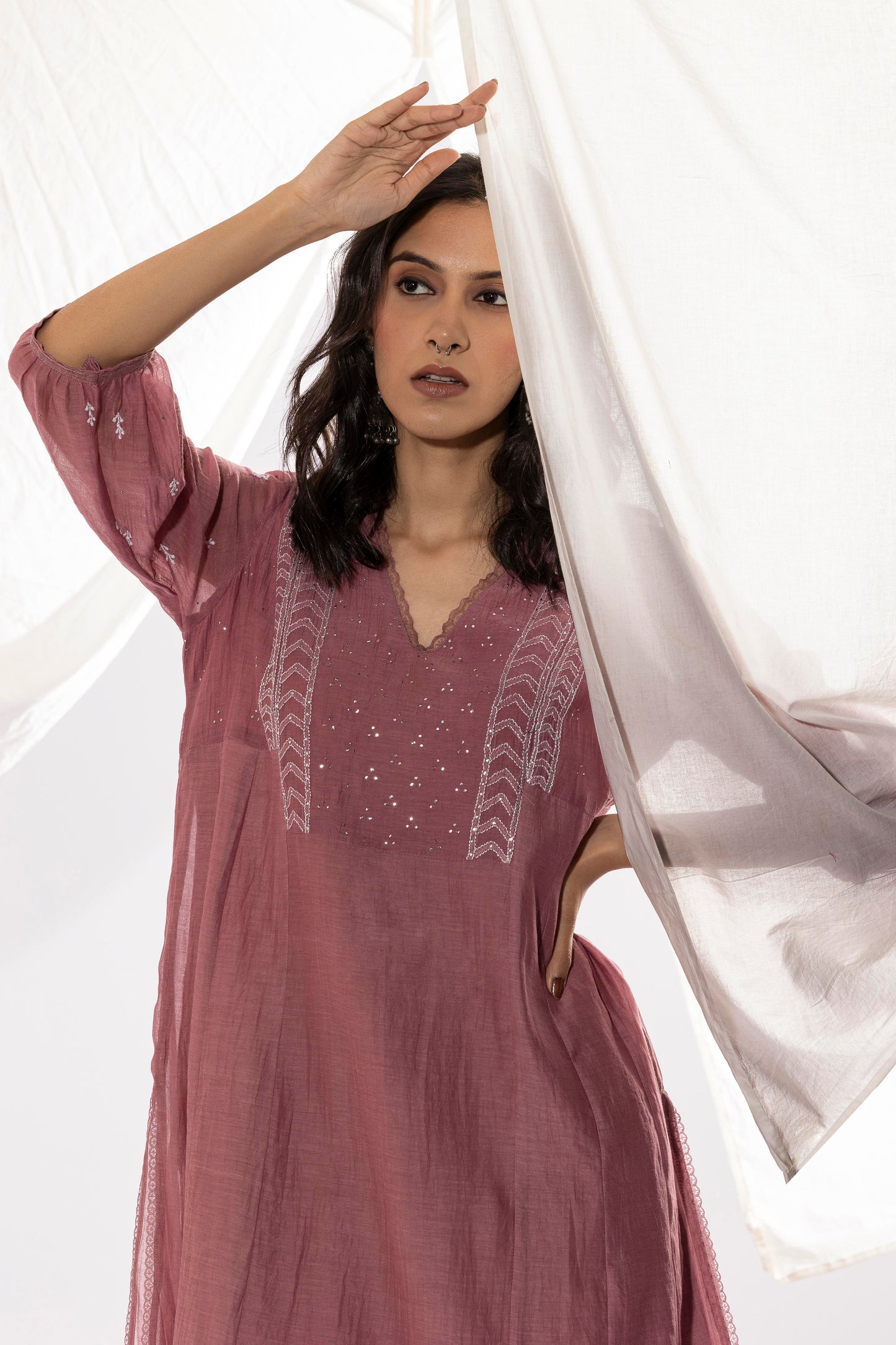 Lilac Chikankari Kurta Set