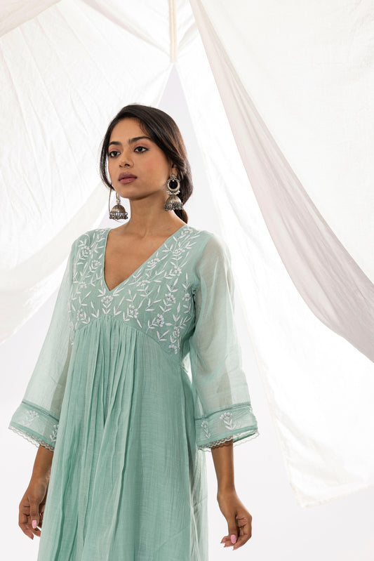 Powder Blue Chikankari Kurta Set