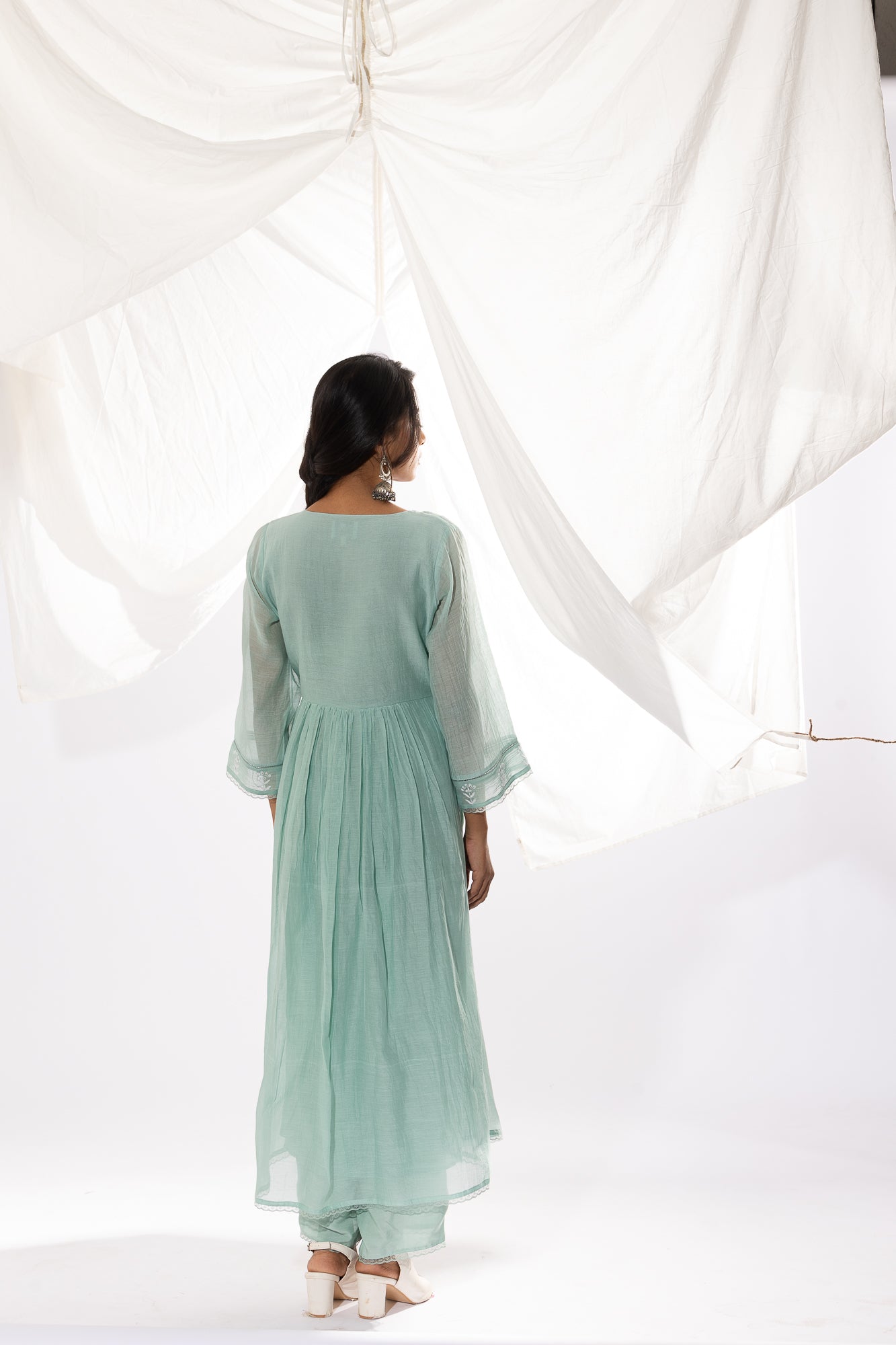 POWDER BLUE CHIKANKARI KURTA