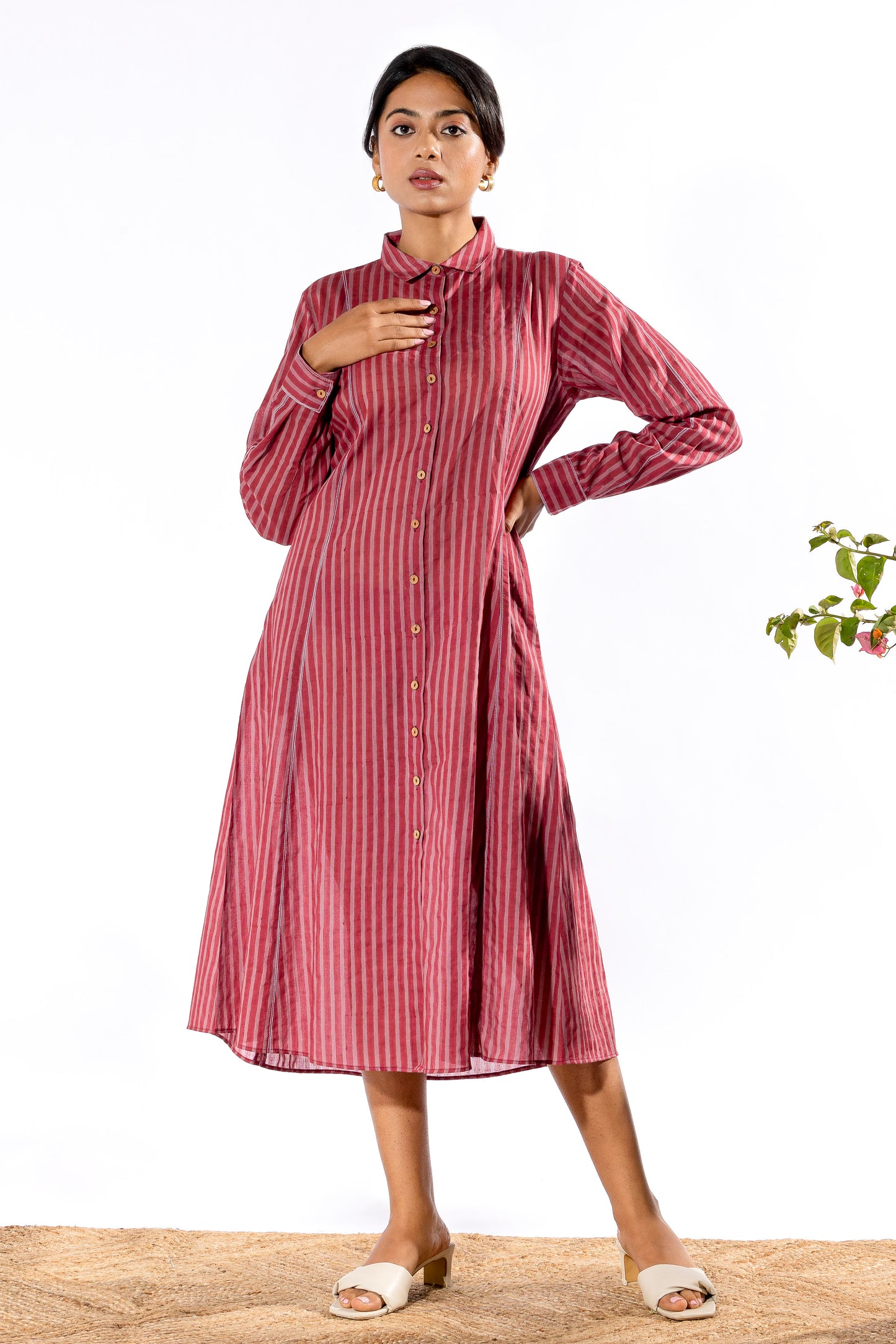 Pink hand block printed dress - Ready to Ship
