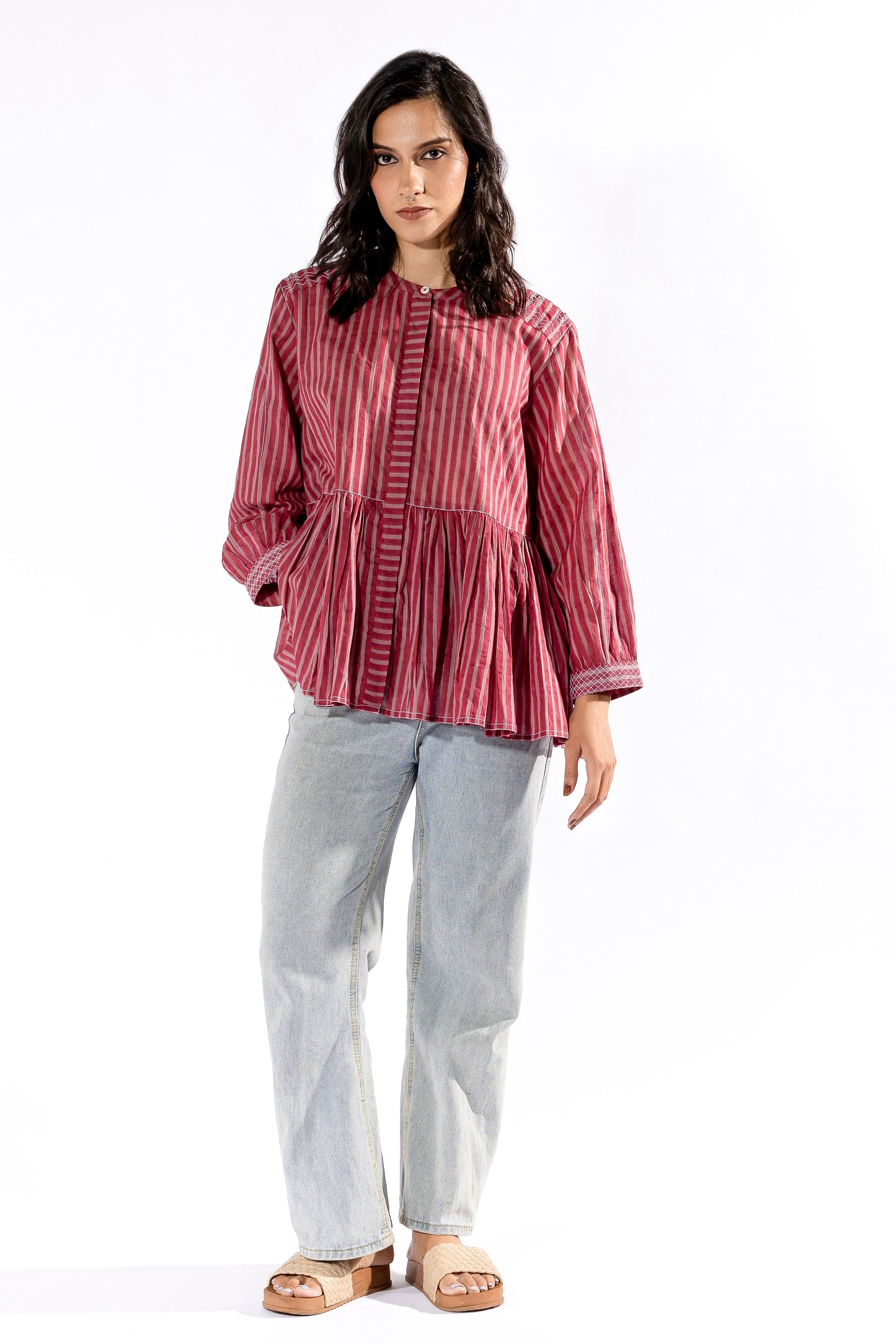 Pink hand block printed top - Ready to Ship