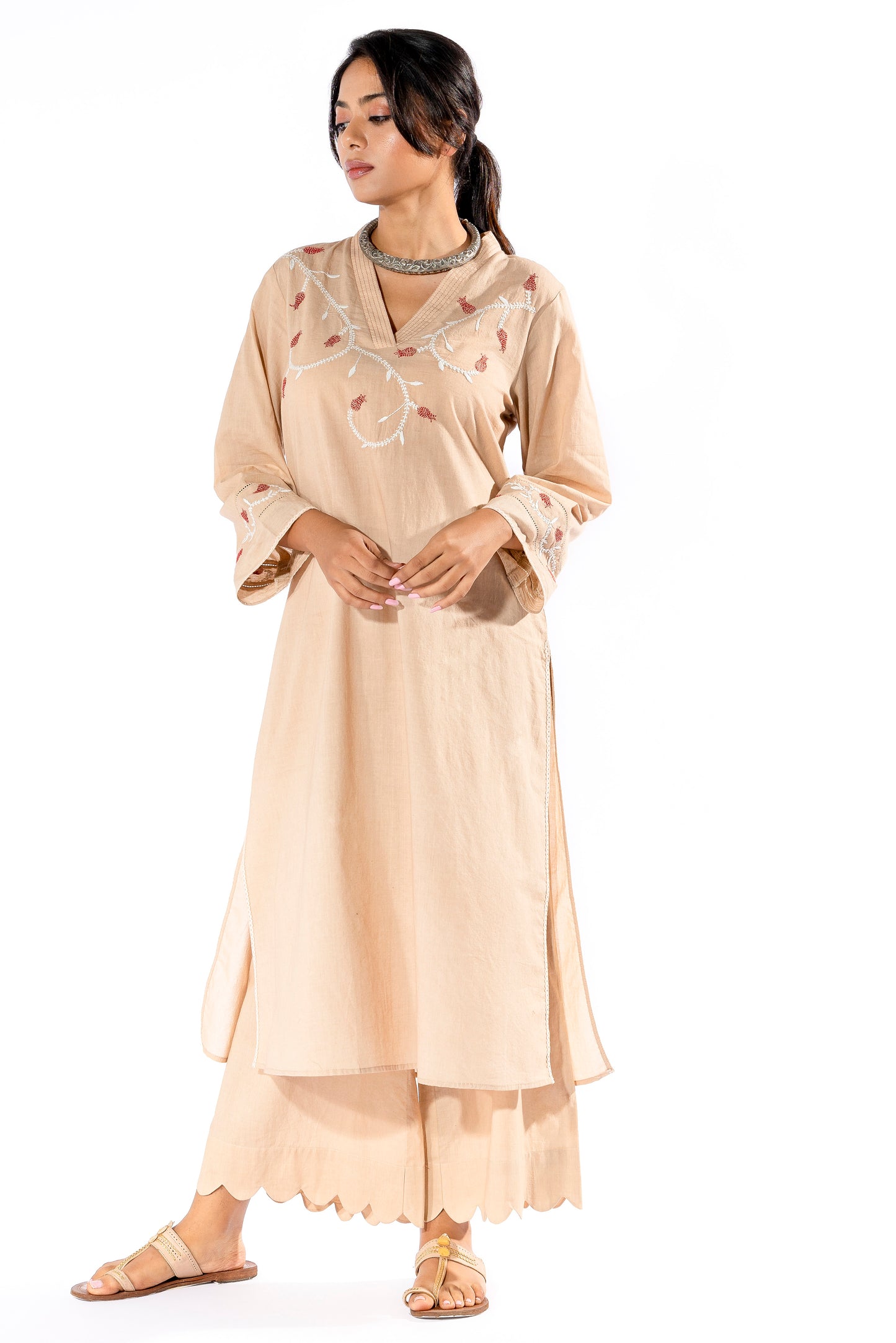 Badami chikankari kurta - Ready to Ship