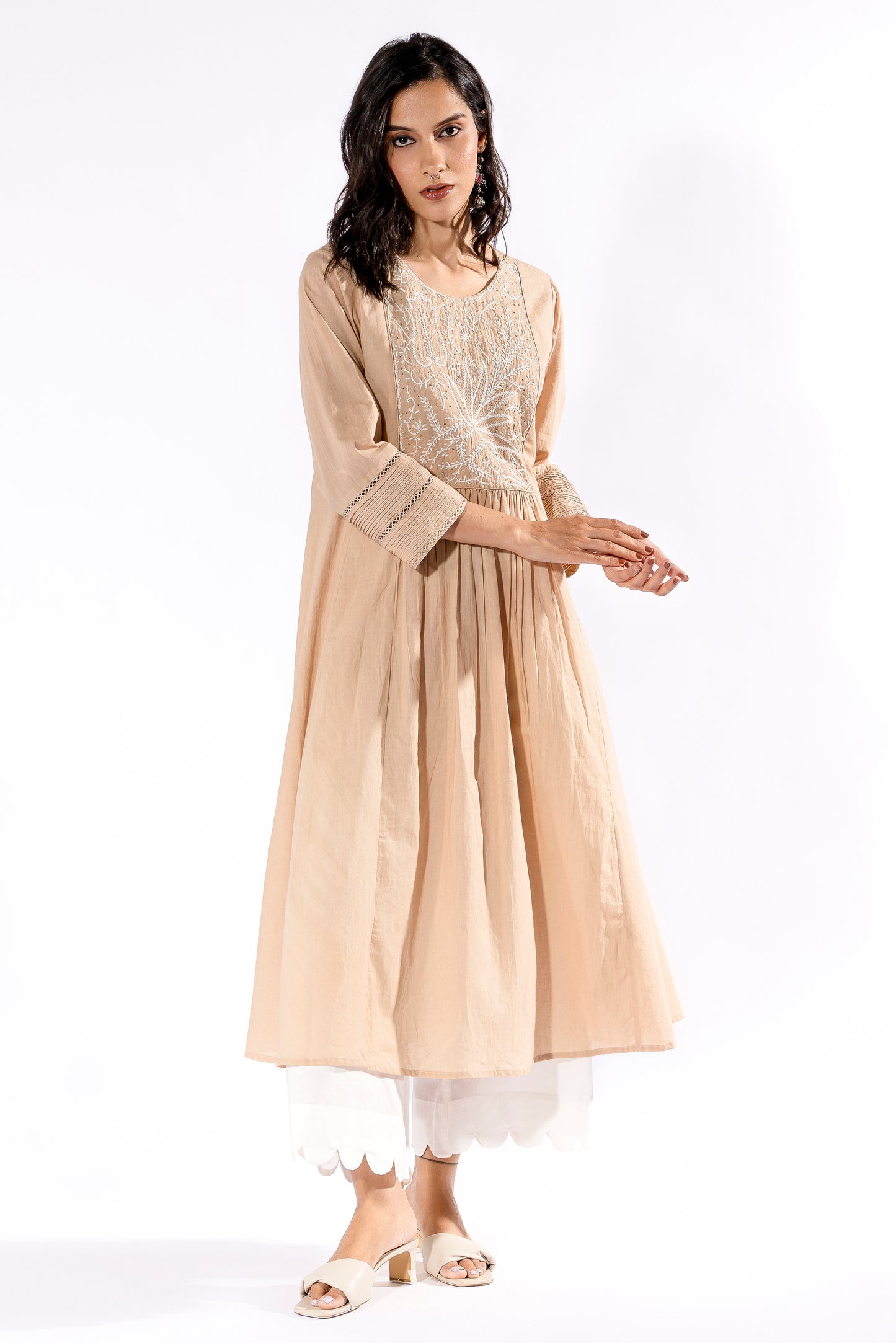 Beige chikankari kurta - Ready to Ship