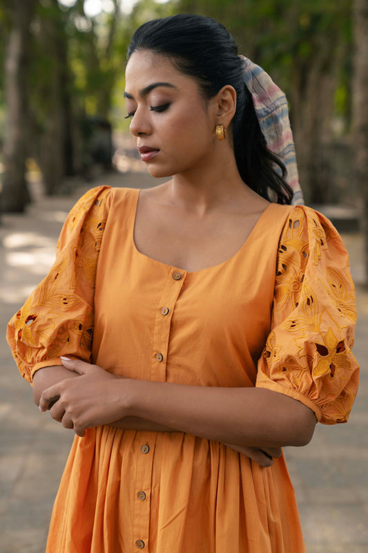 Mustard Cotton Poplin Dress