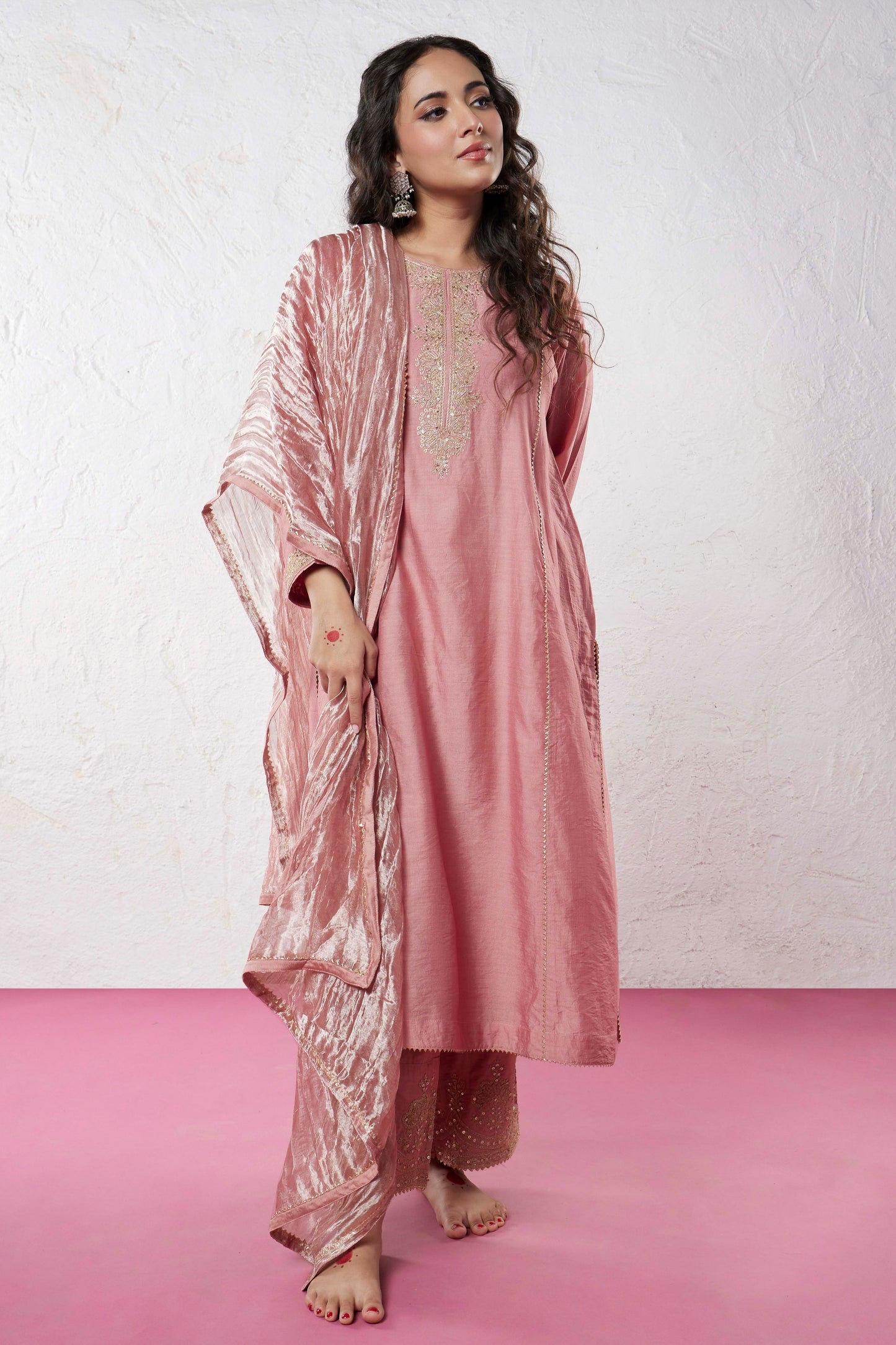 Lotus Embroidered Kurta