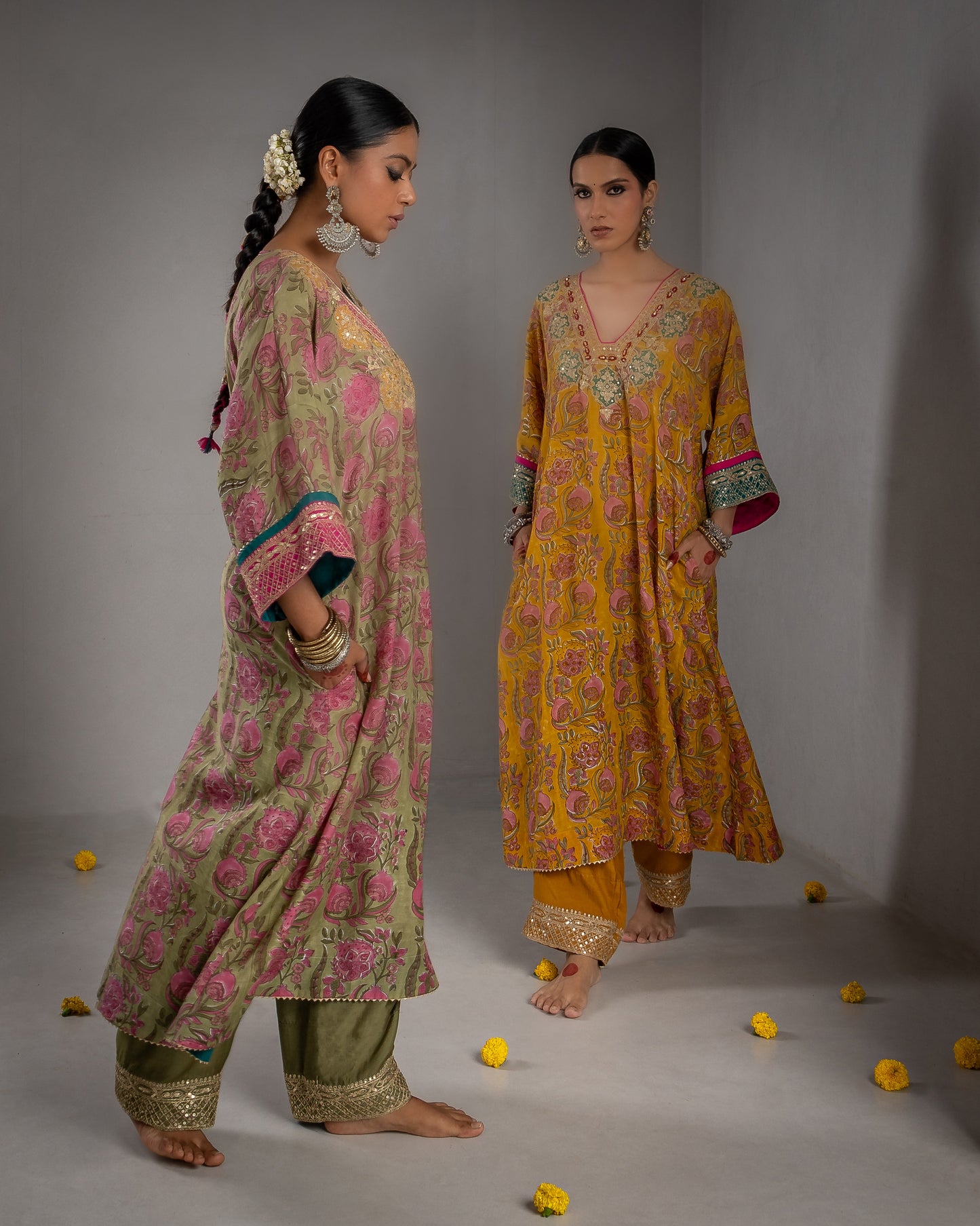 Ruhab Hand Block Printed Kurta Set