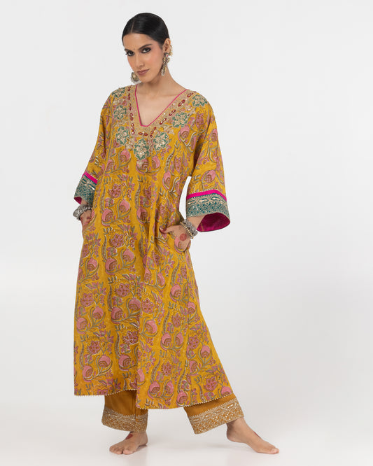 Ruhab Hand Block Printed Kurta Set