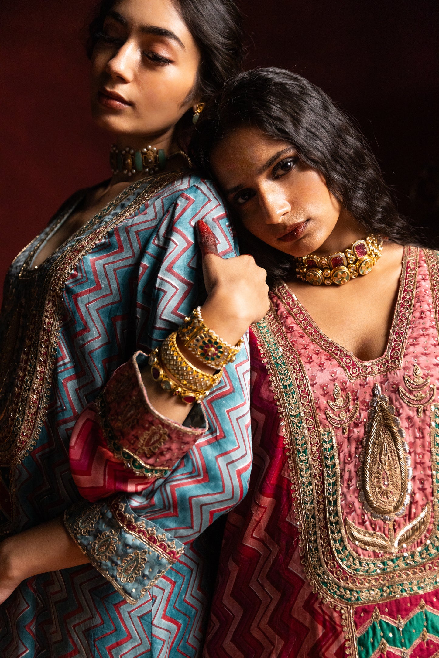 Rajsi Roop Embroidered Kaftan- Pink