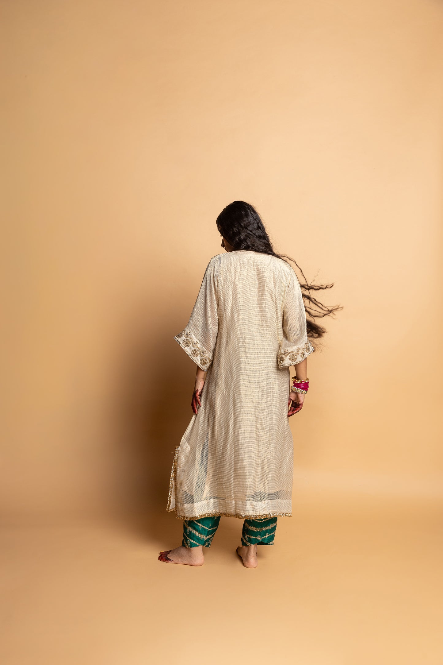 Nazakat embroidered Salwar- Bottle green