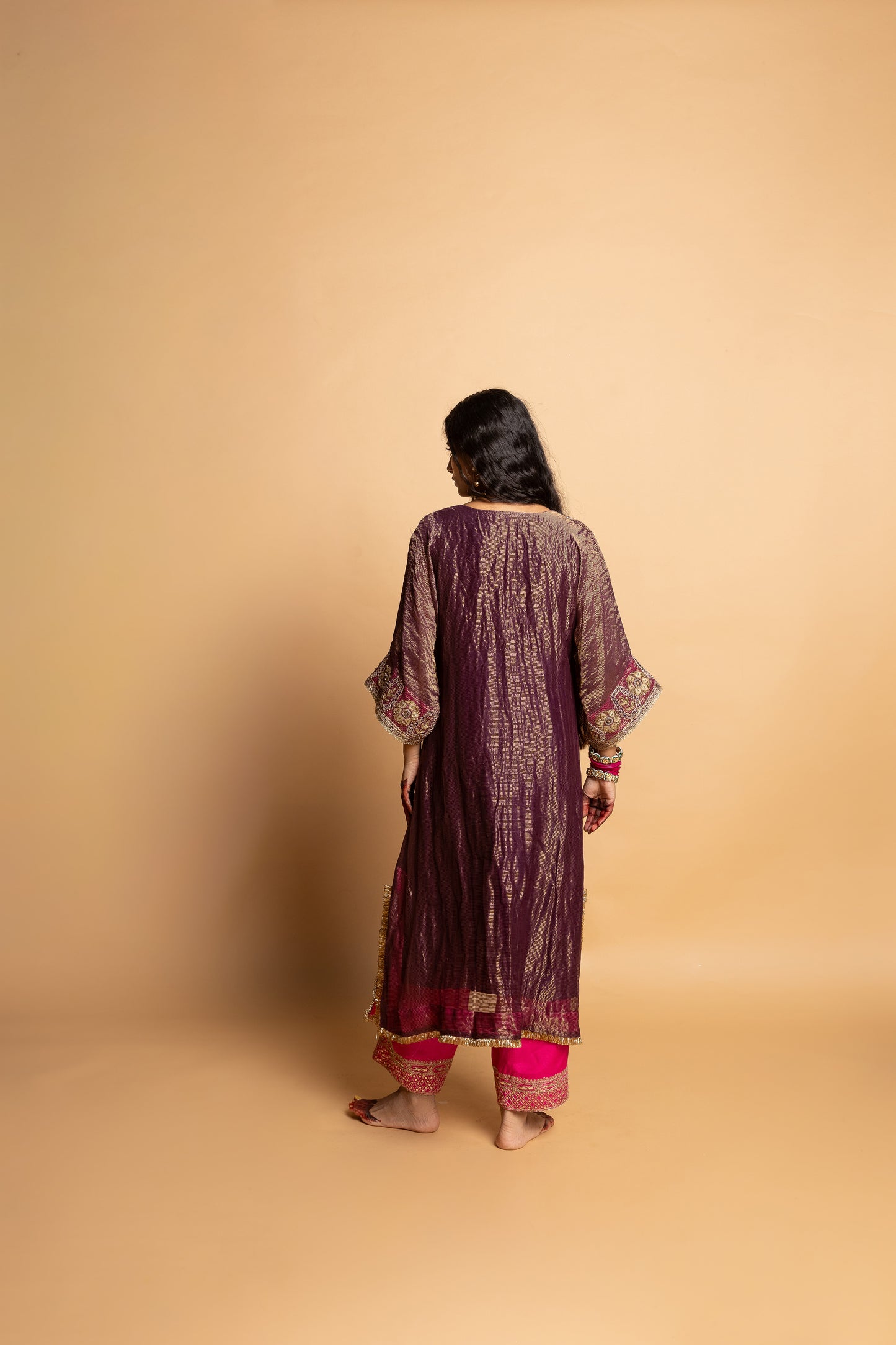 Shama-e-Awadh embroidered pants- Hot pink