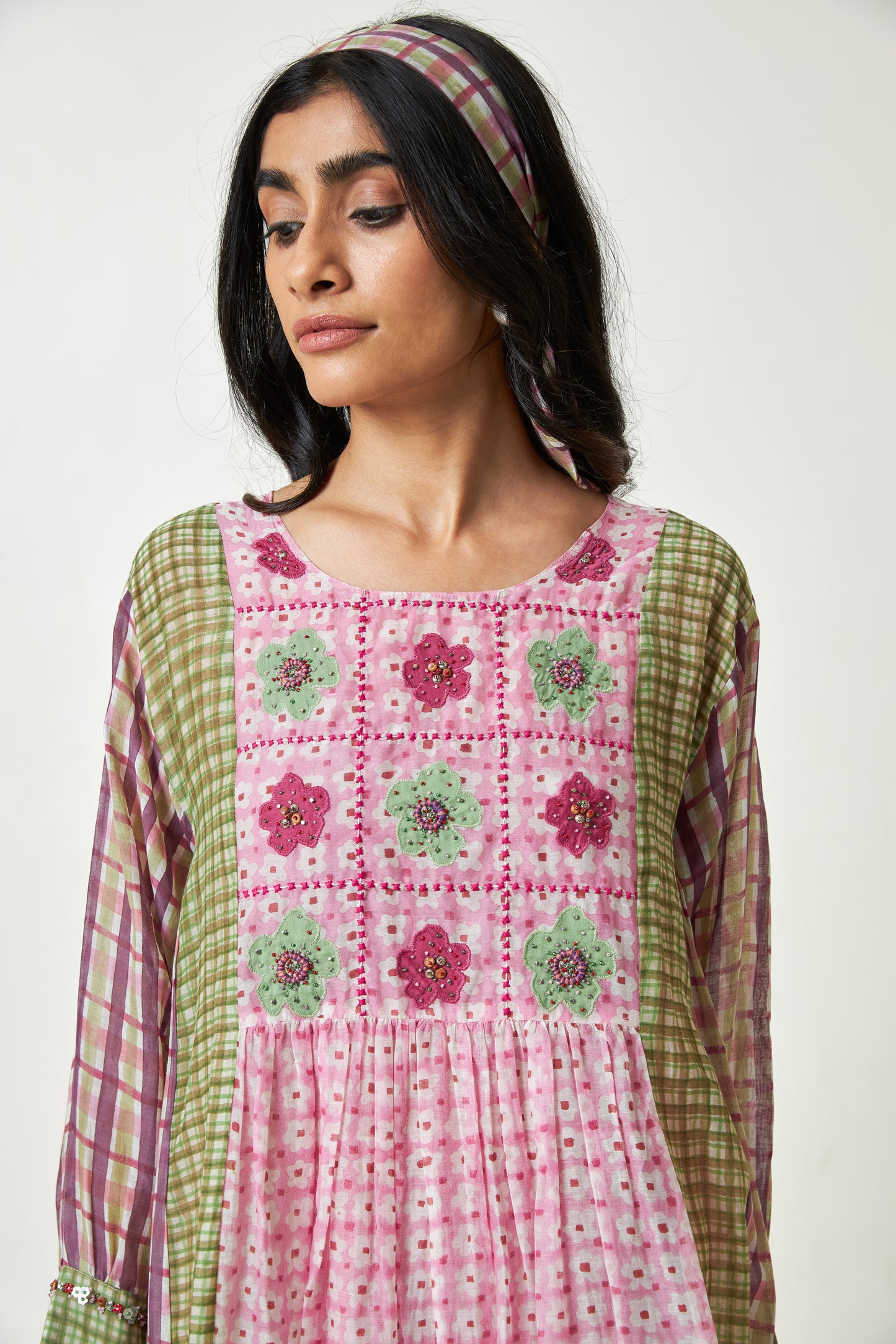 Coral Haze Block printed kurta