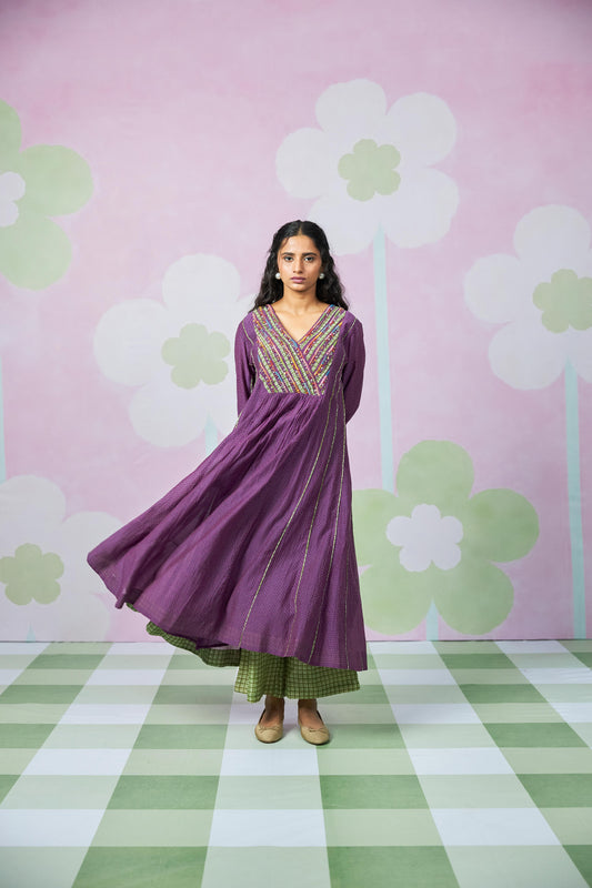 Grape Sun Embroidered kurta set- Set of 3