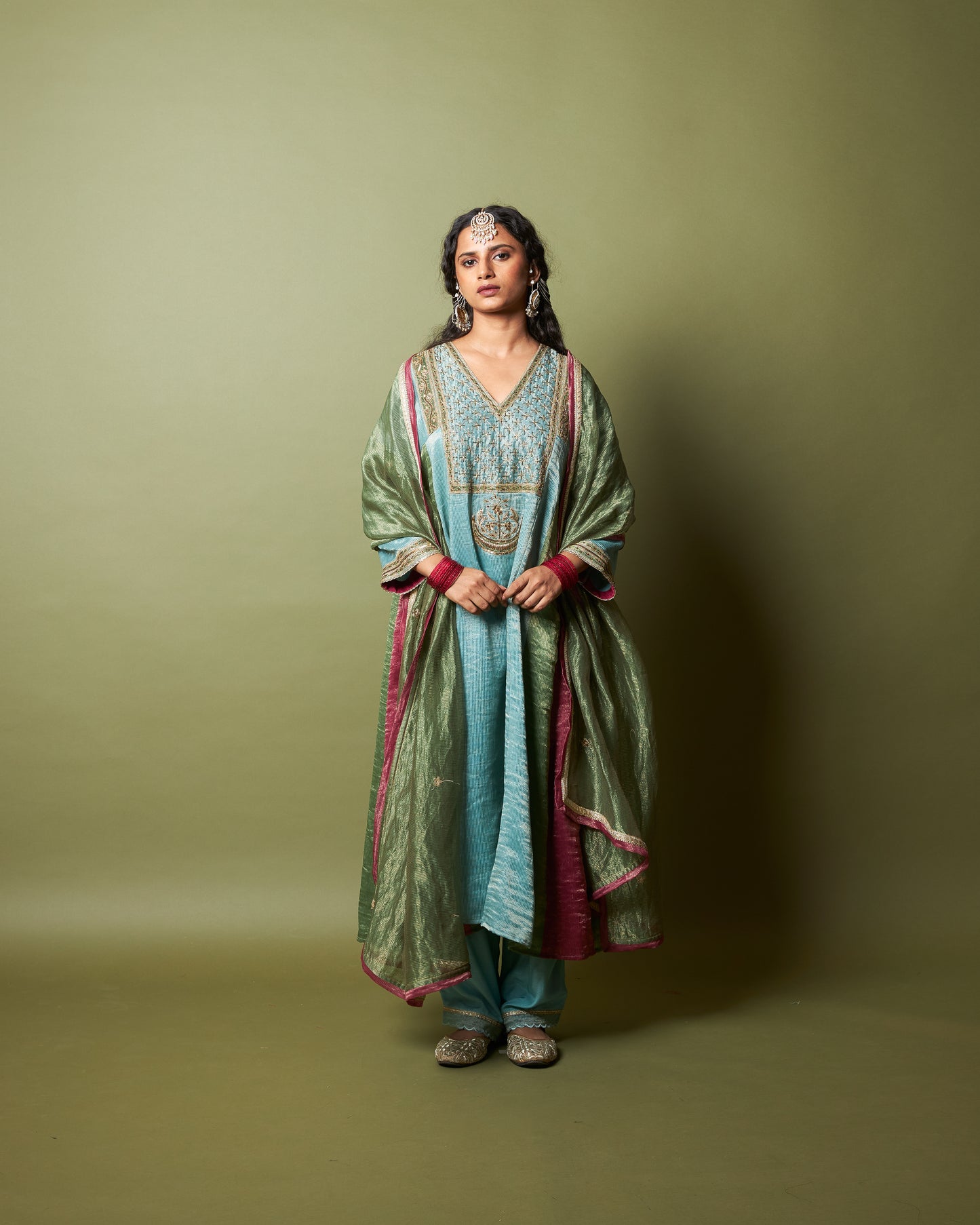 Firoza embroidered dupatta