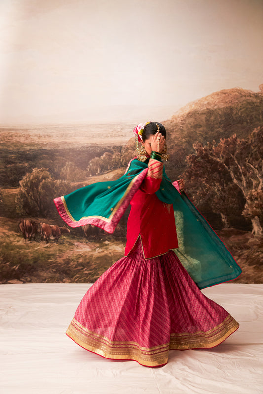 Lal Noorani embroidered kurta set