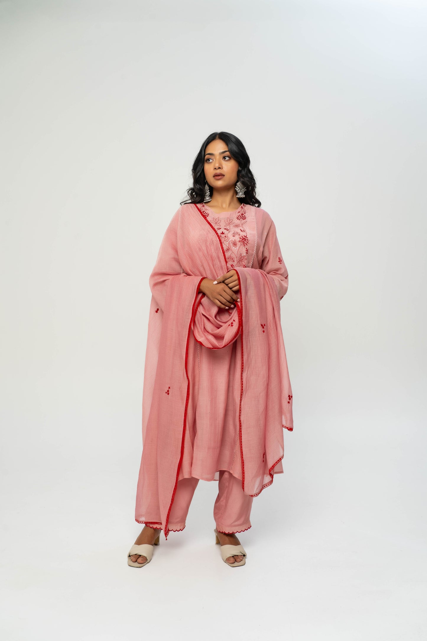 Rose Chikankari Set