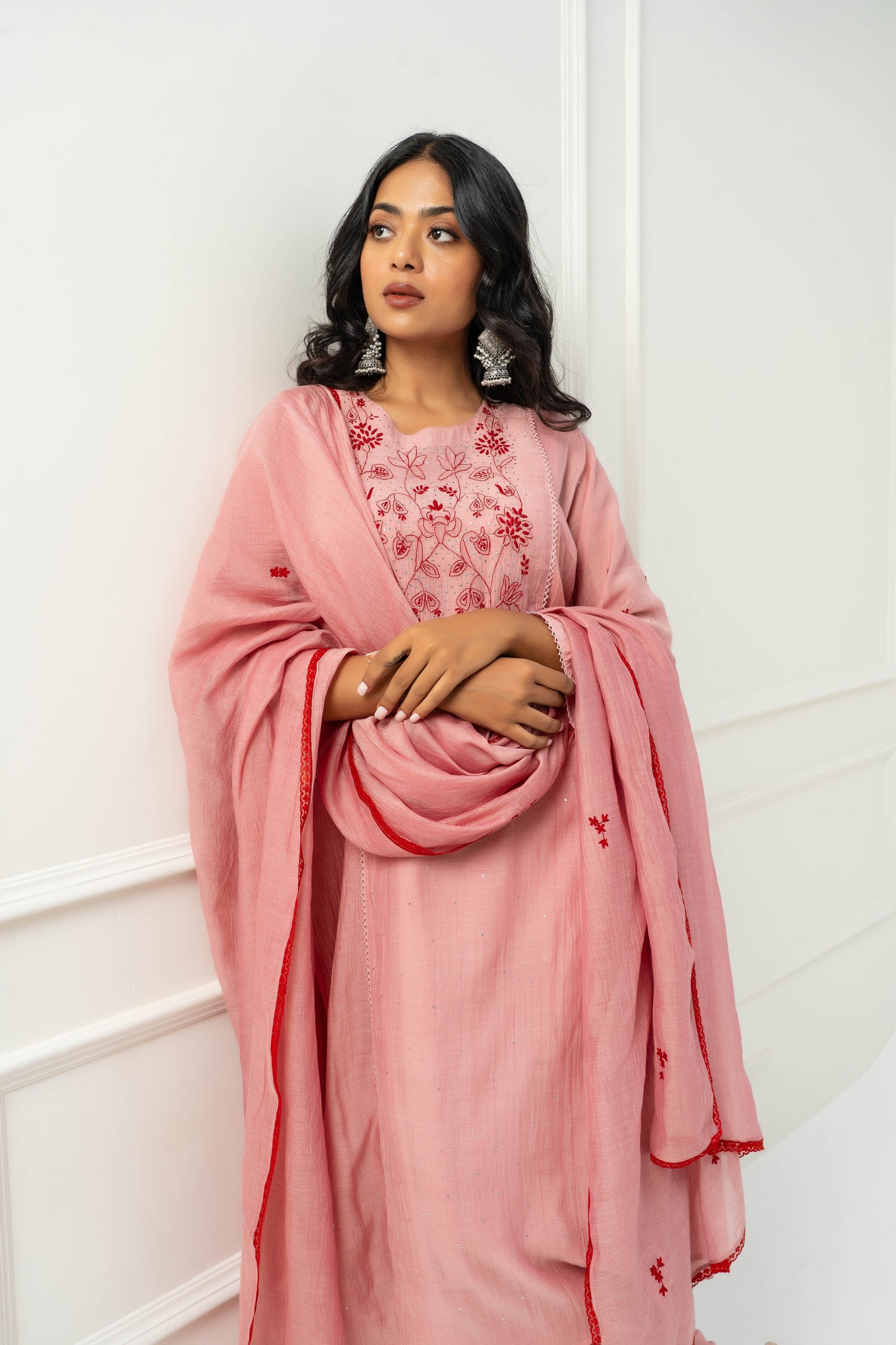 Rose Chikankari Set
