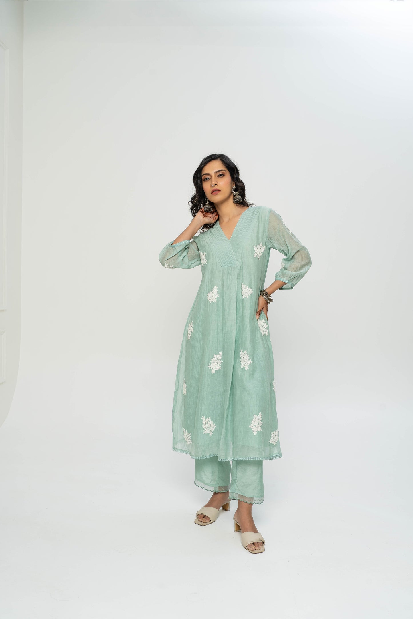 Carnations Embroidered Kurta Set