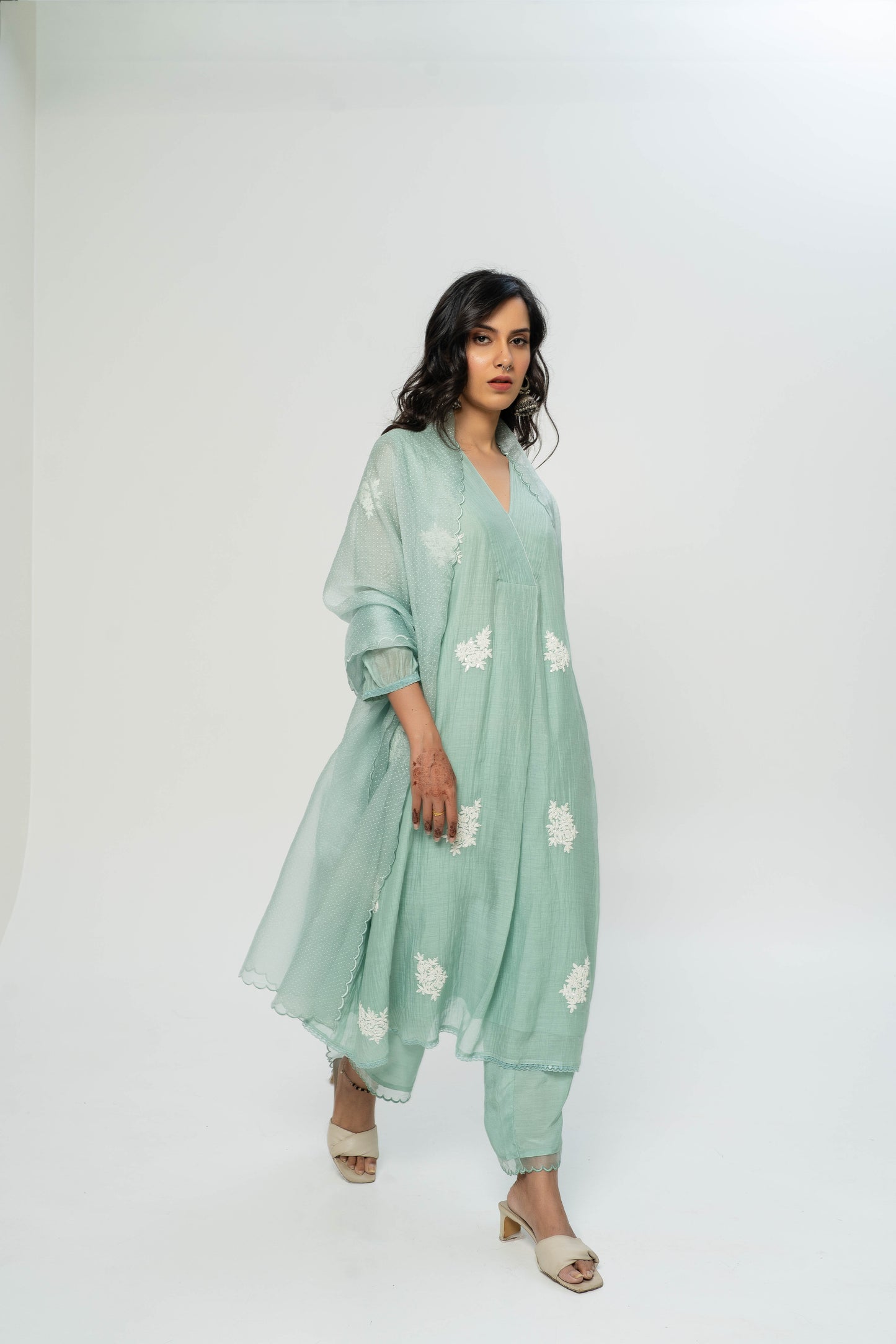 Carnations Embroidered Dupatta