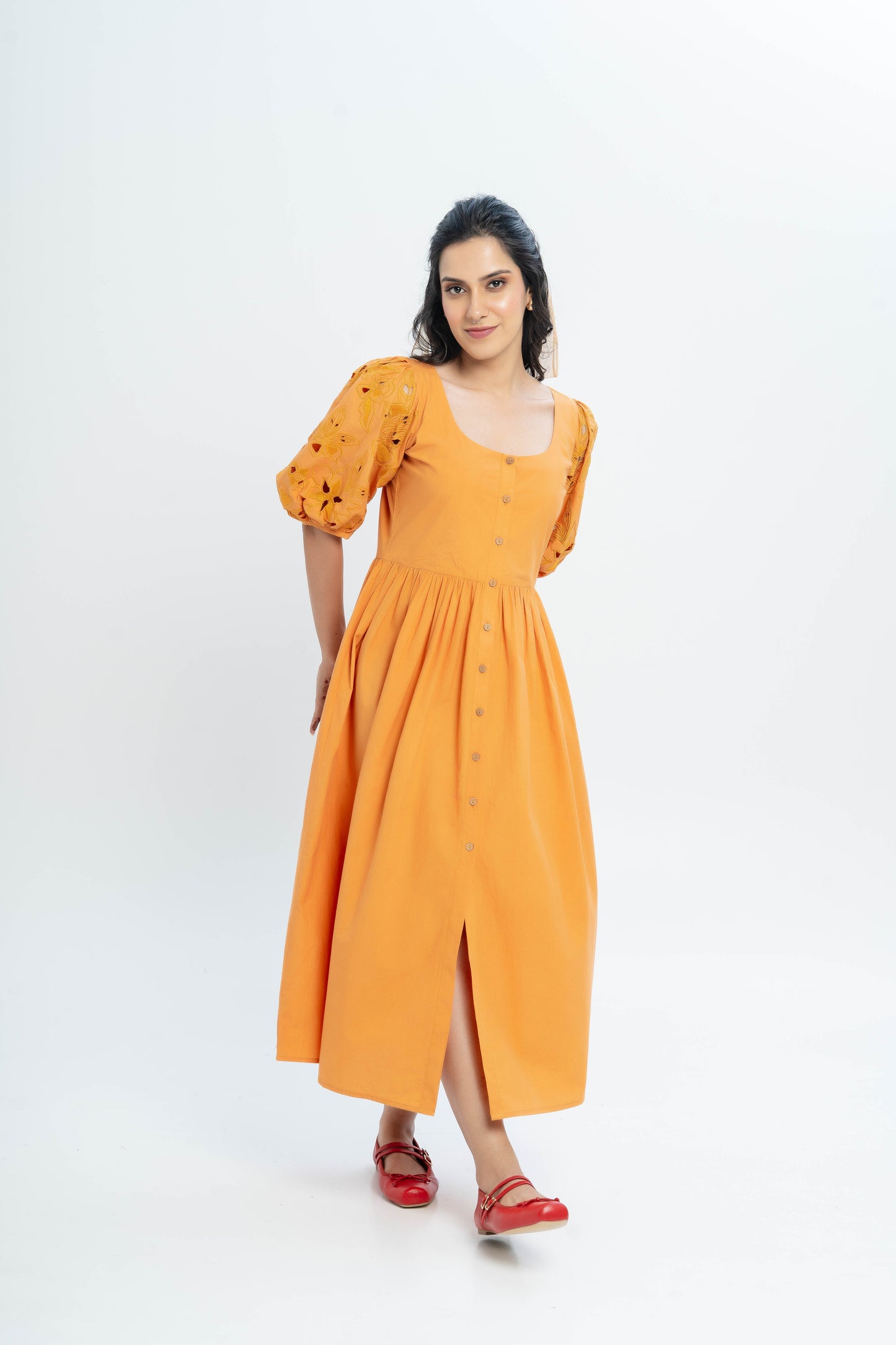 Mustard Cotton Poplin Dress