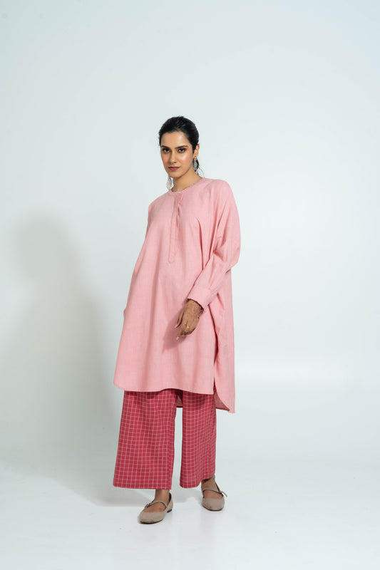 Pink Hand Woven Cotton Embroidered Set