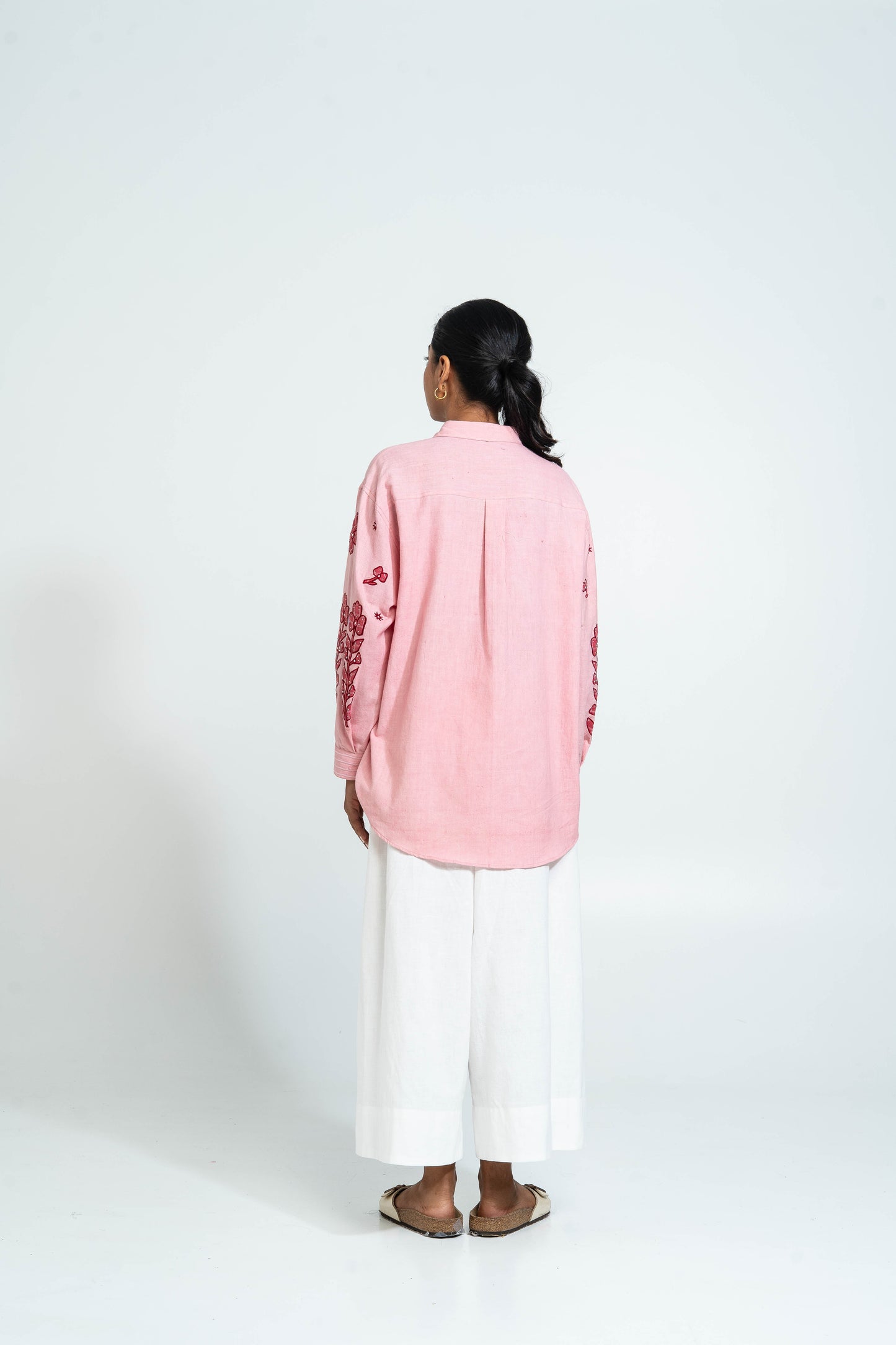 Pink Hand Woven Cotton Patch Work Shirt