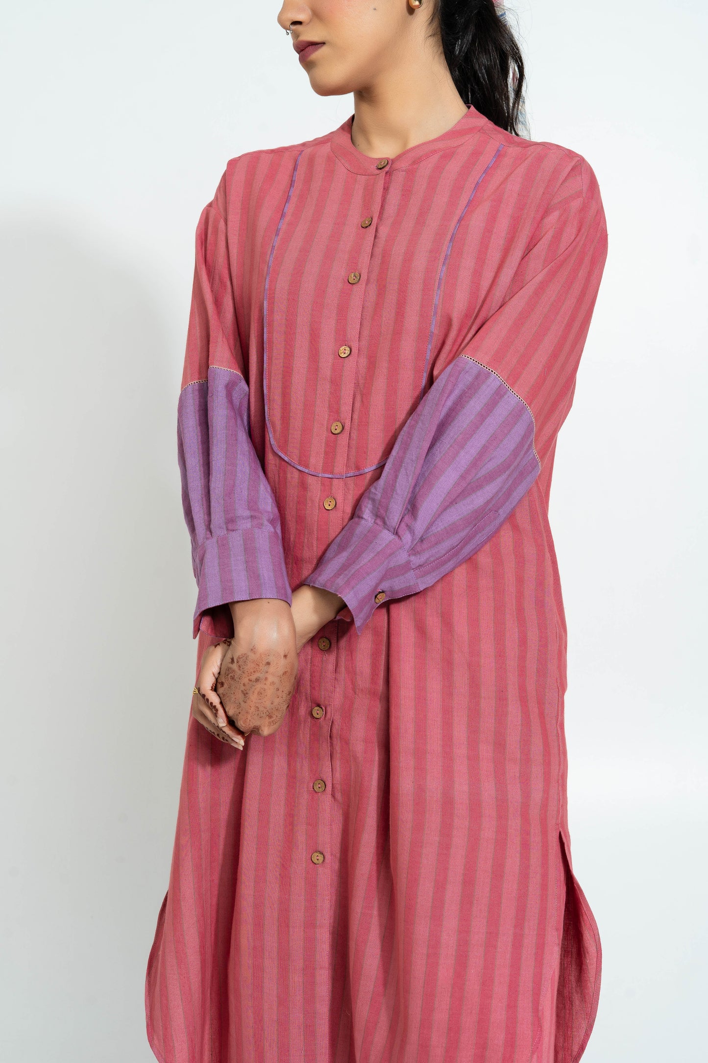 Pink Stripe Hand Woven Cotton Tunic