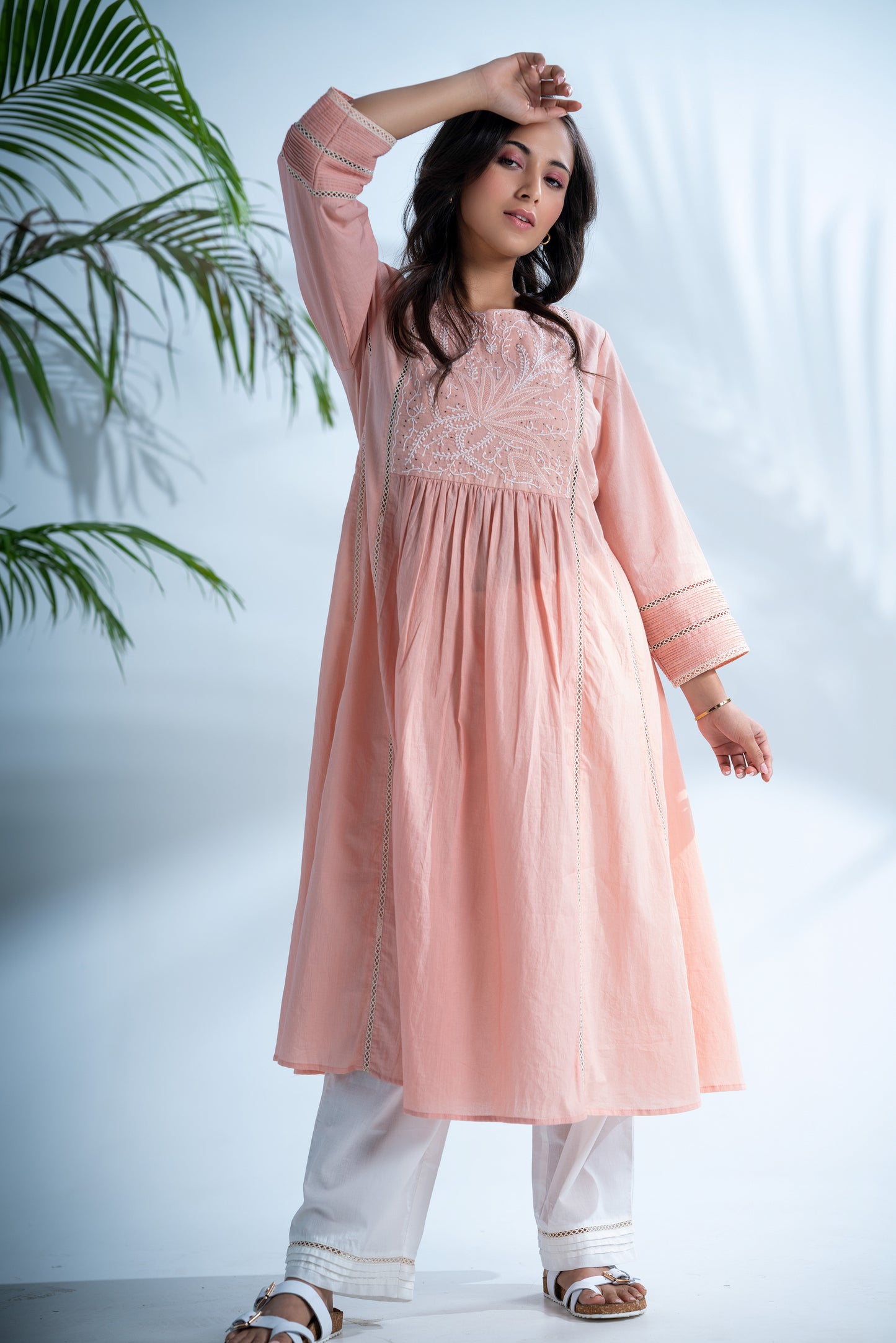 Rozovo chikankari kurta - Ready to Ship
