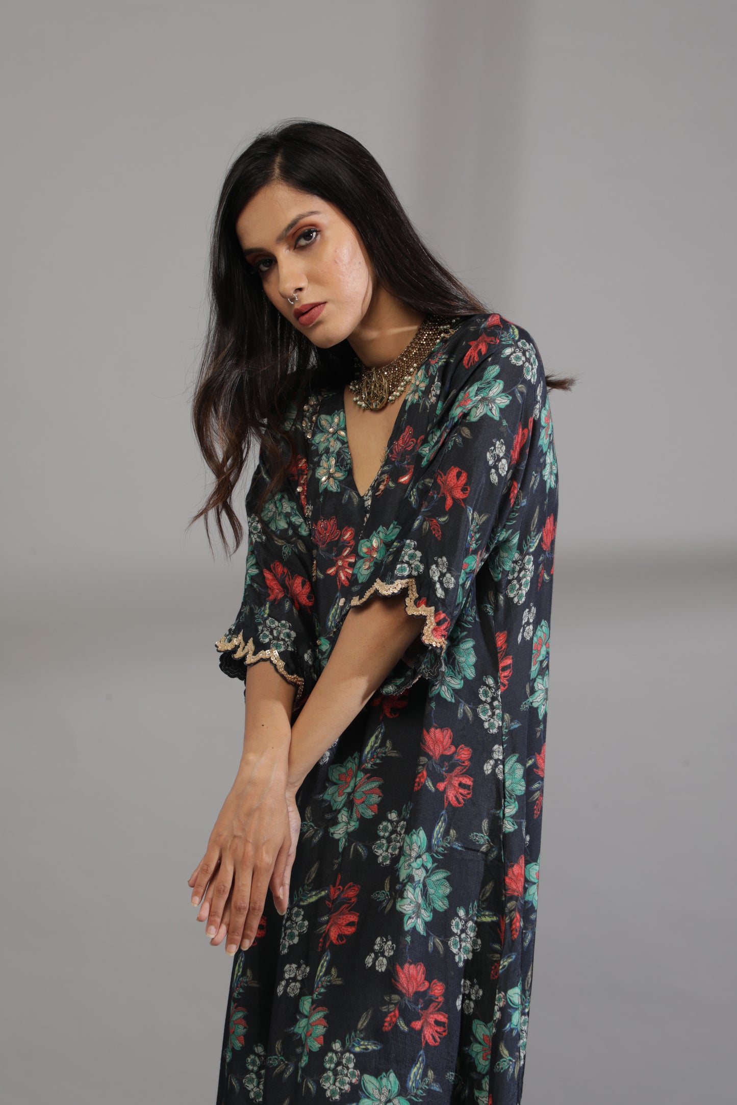 Welcome to the jungle embroidered kaftan set