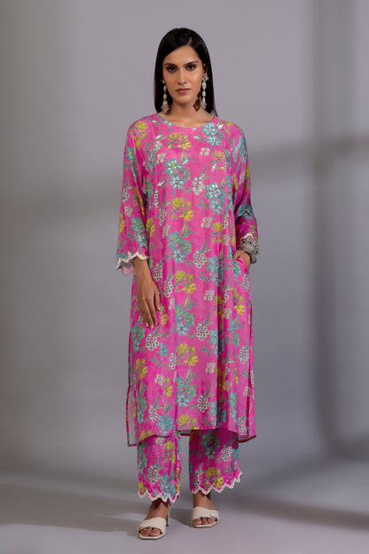 Pink floyd embroidered kurta set