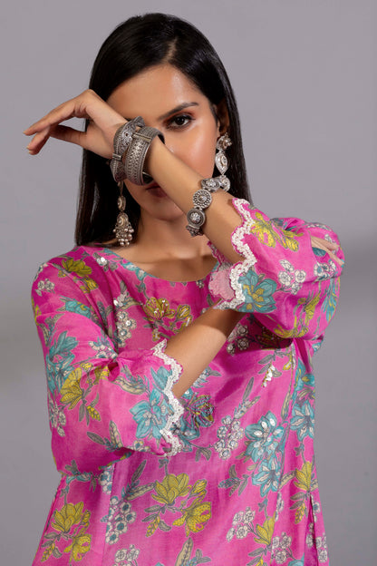 Pink floyd embroidered kurta set