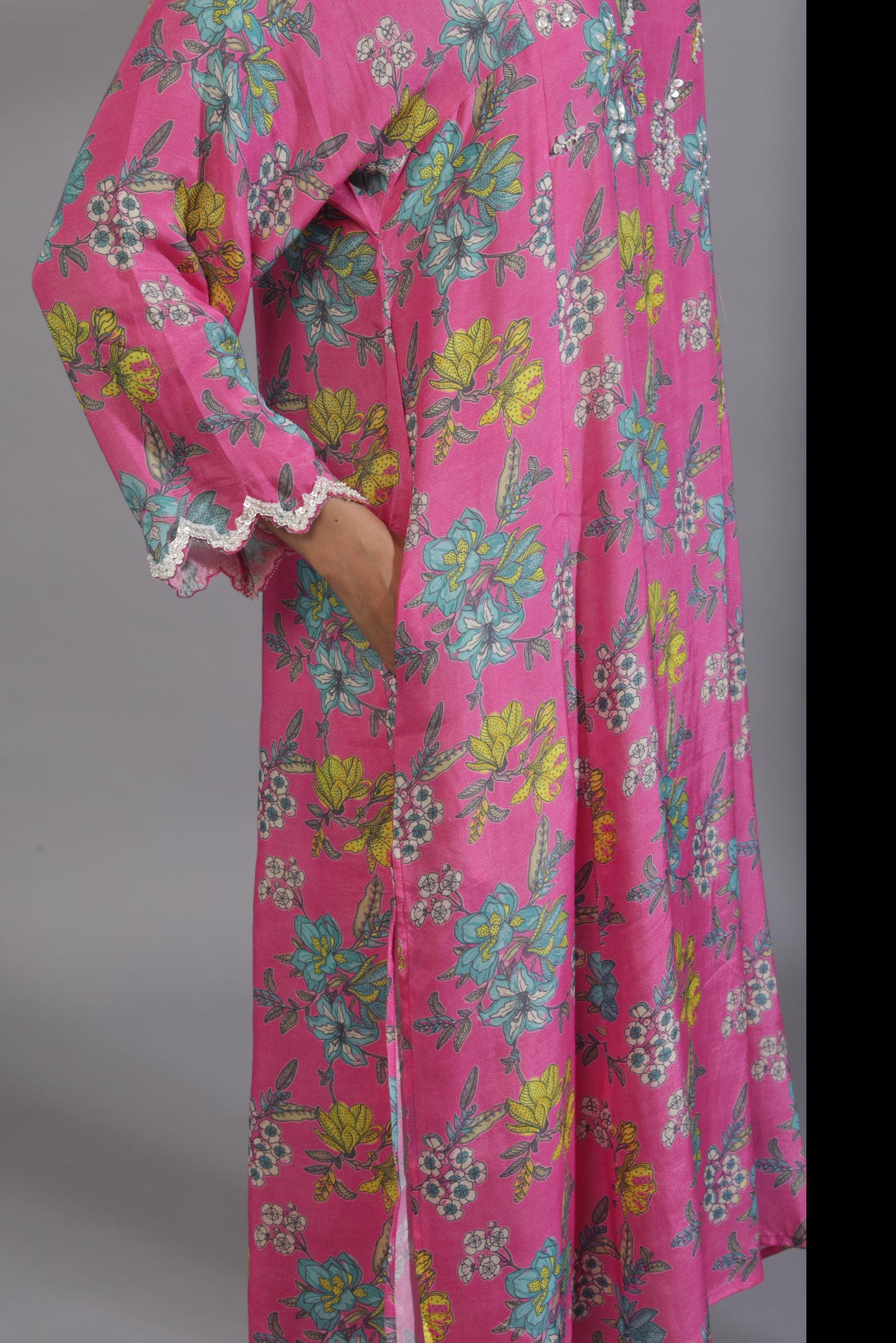 Pink floyd embroidered kurta set