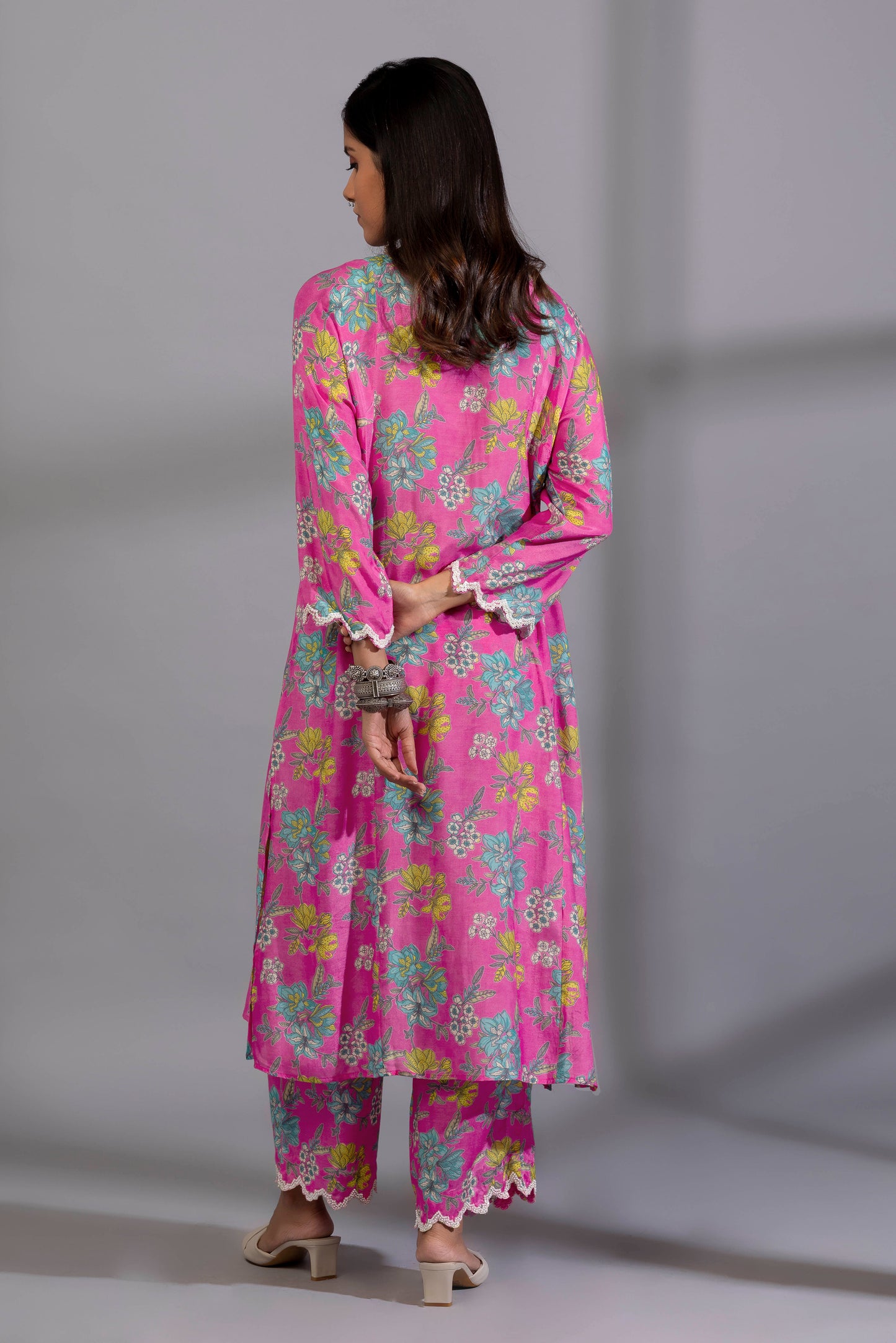 Pink floyd embroidered kurta set
