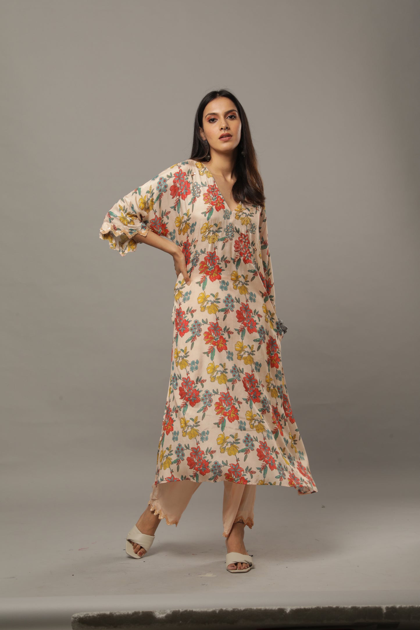 Smoke on the water embroidered kaftan set