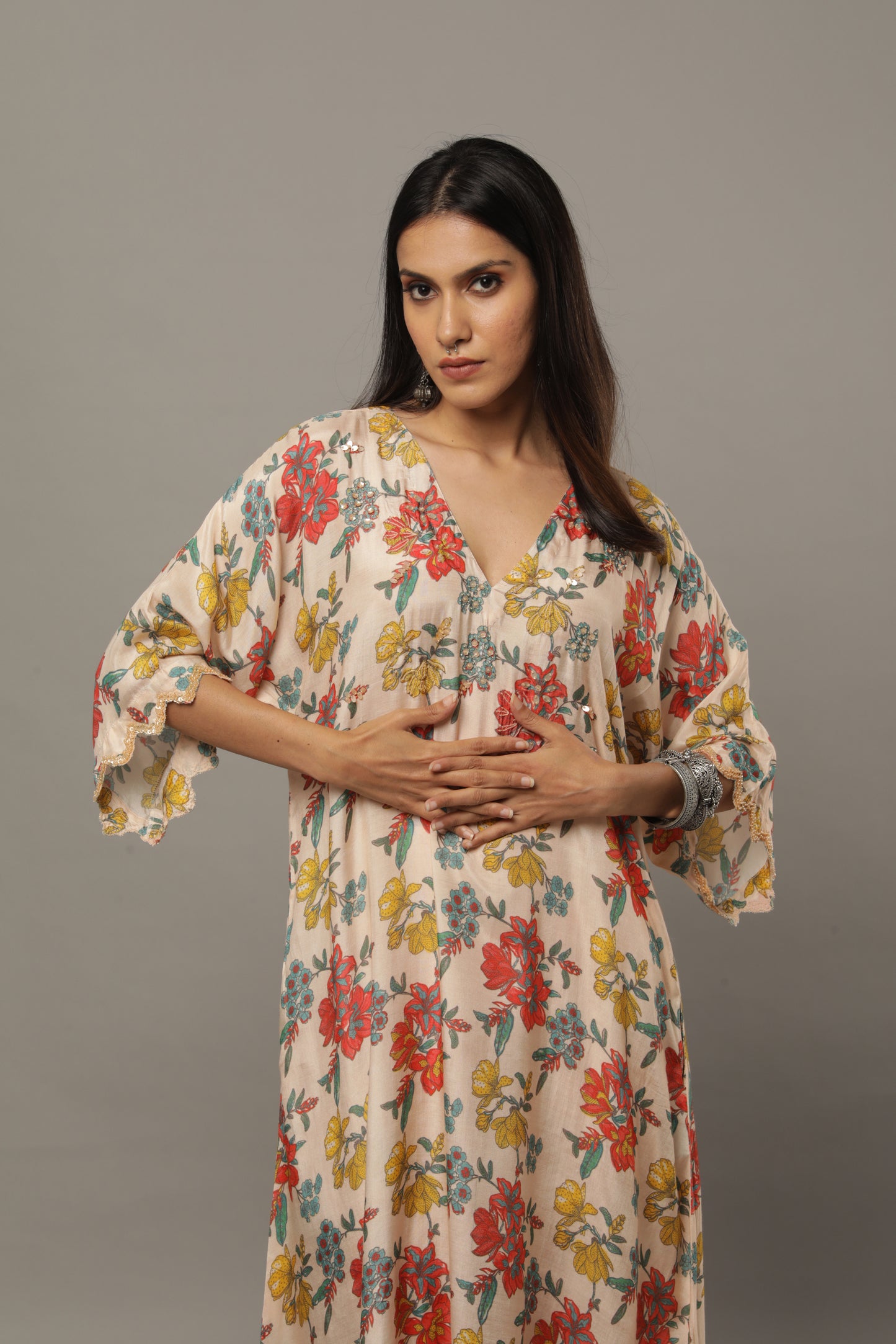 Smoke on the water embroidered kaftan
