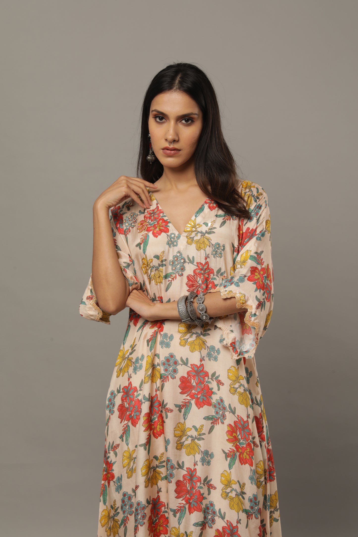 Smoke on the water embroidered kaftan