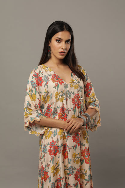 Smoke on the water embroidered kaftan set