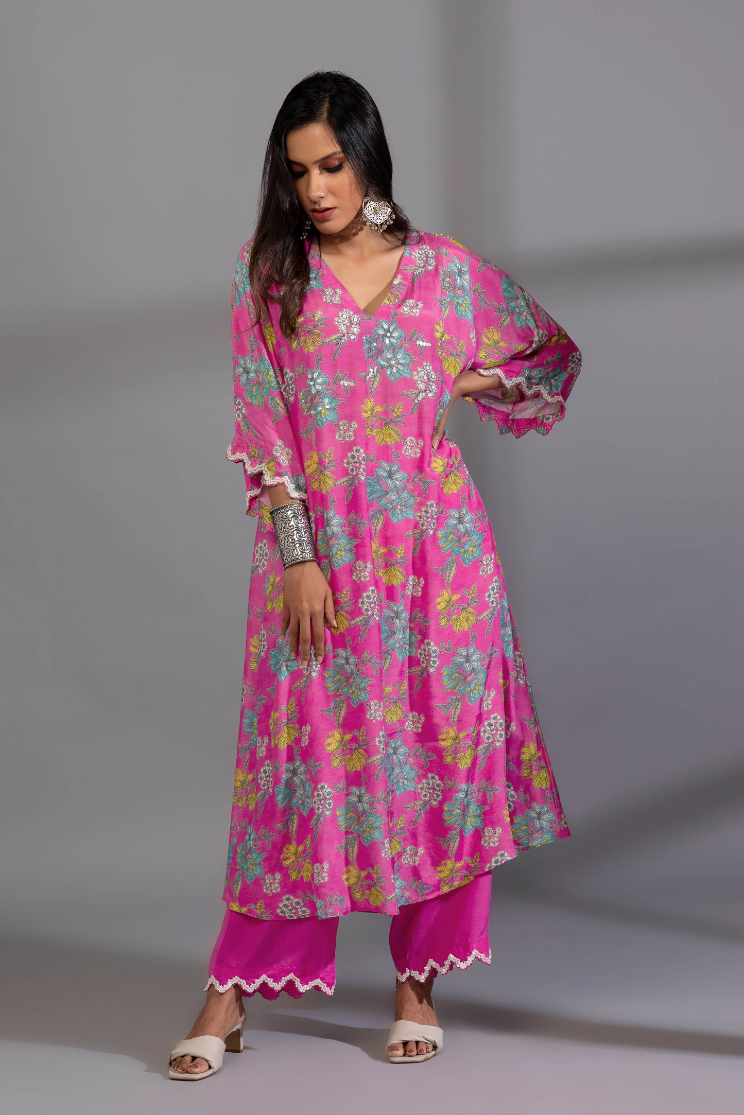 Pink floyd embroidered kaftan set