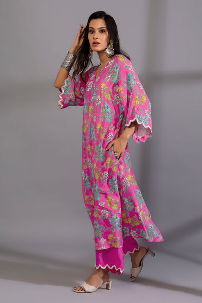 Pink floyd embroidered kaftan set