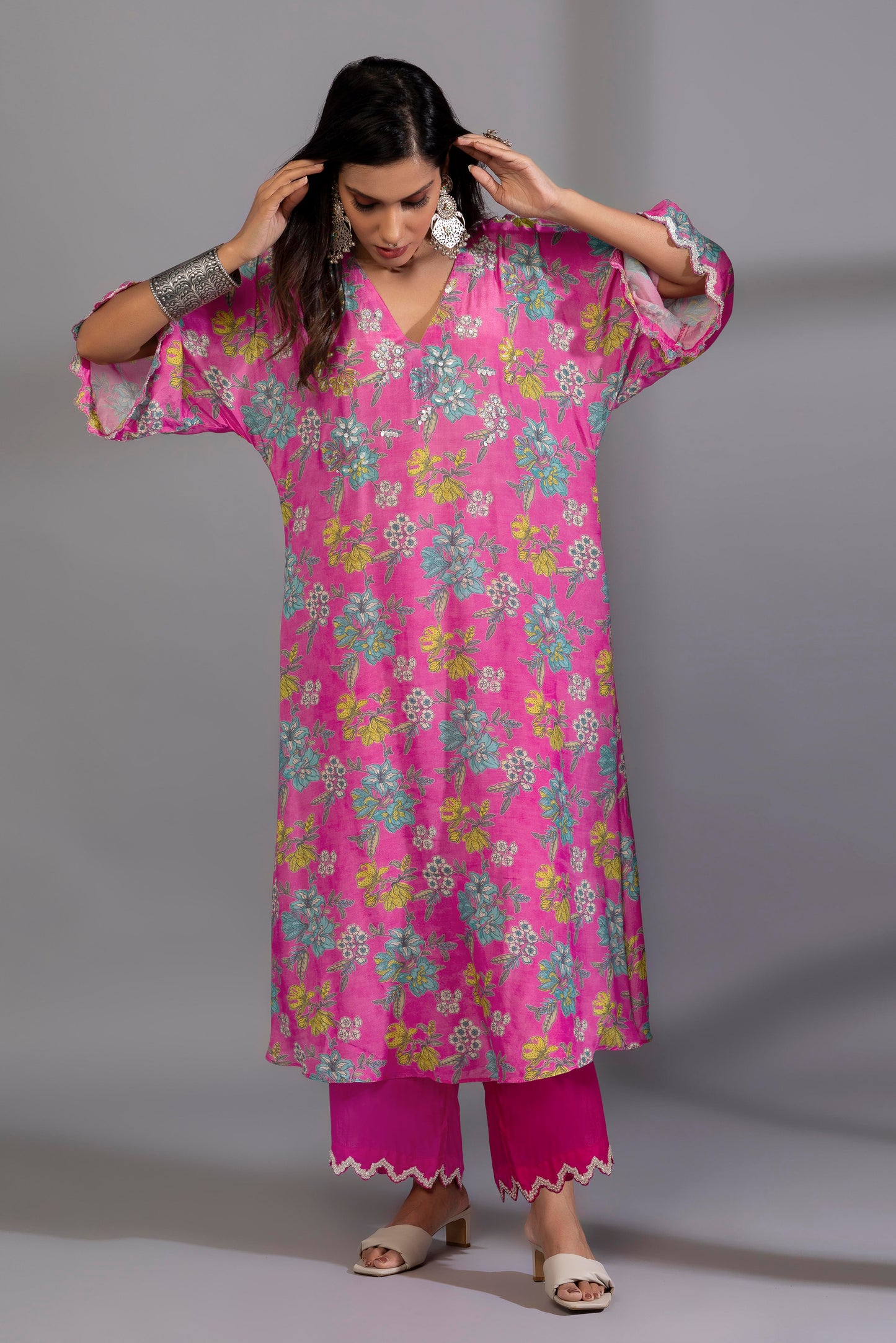 Pink floyd embroidered kaftan set