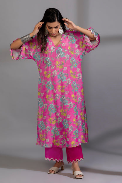 Pink floyd embroidered kaftan set