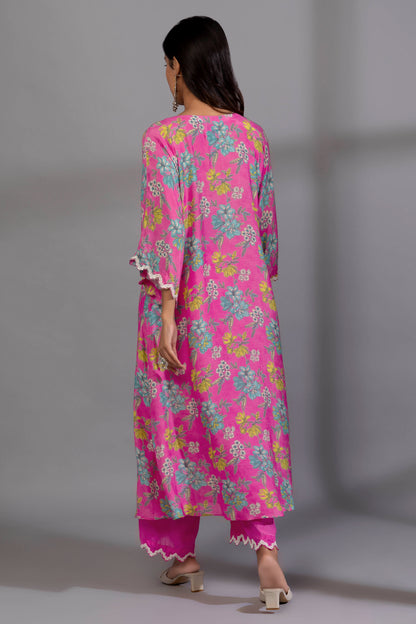 Pink floyd embroidered kaftan set