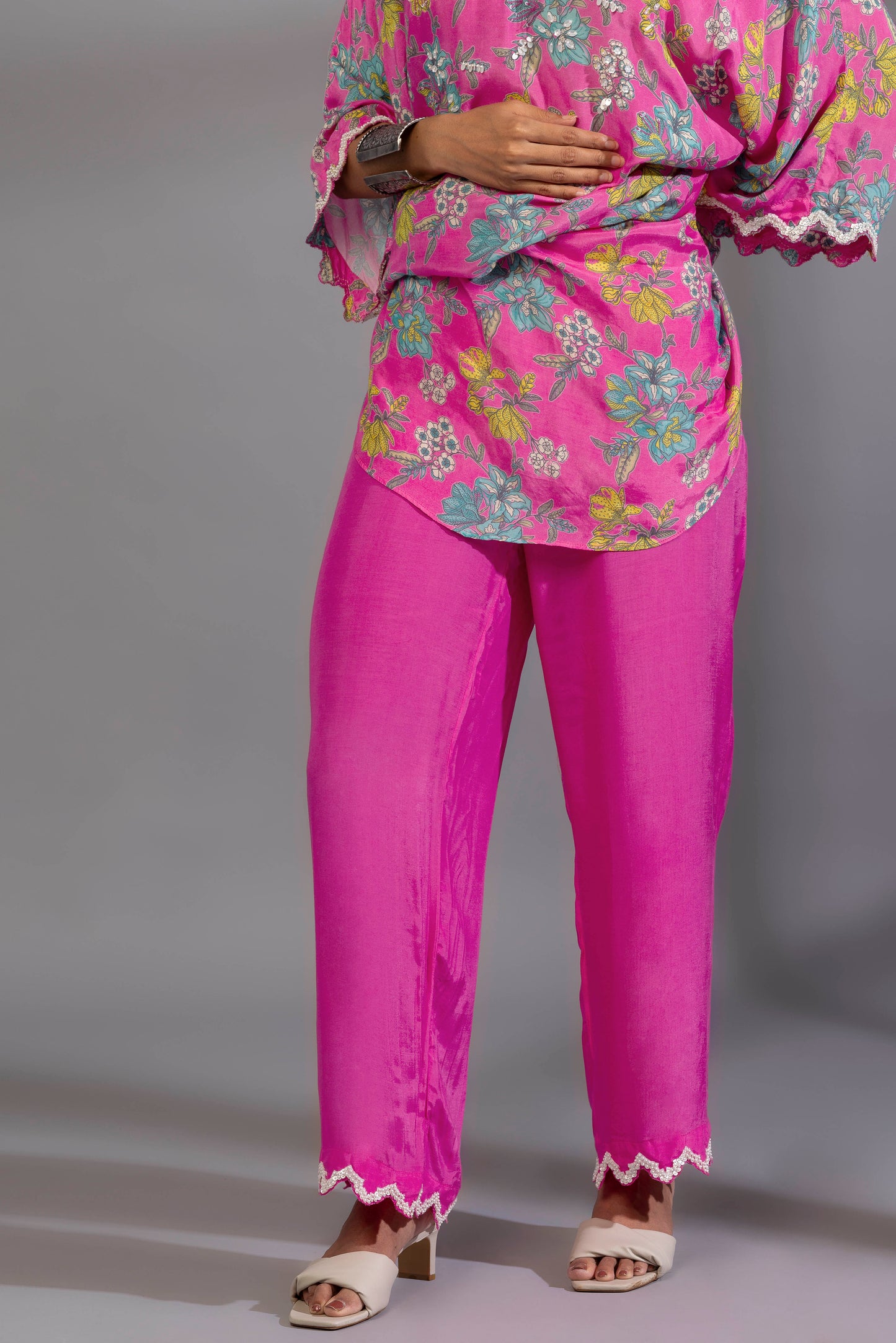 Pink floyd embroidered kaftan set