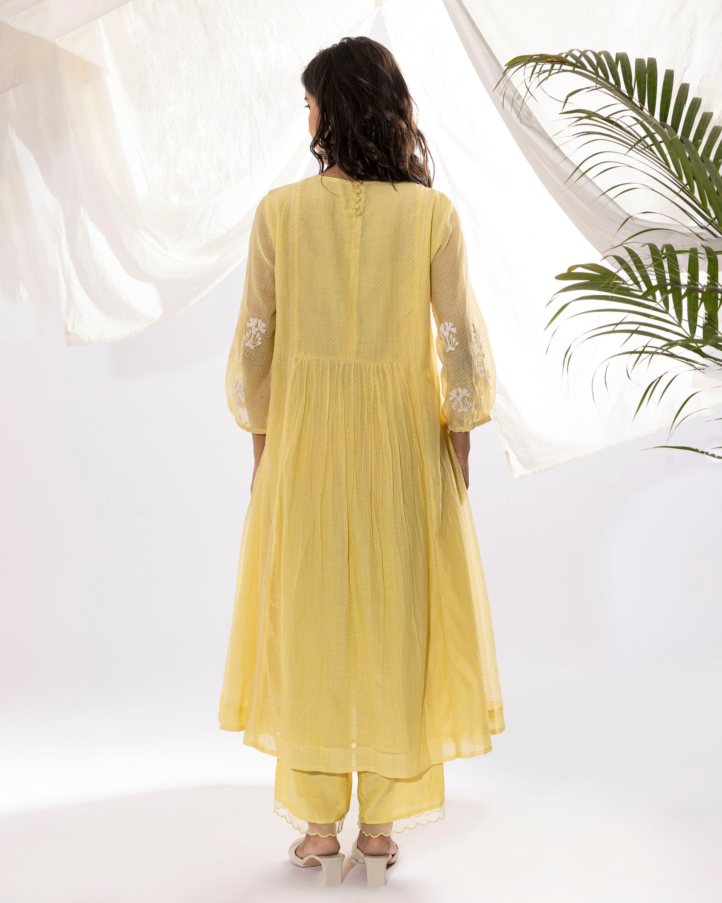 LEMON YELLOW EMBROIDERED KURTA