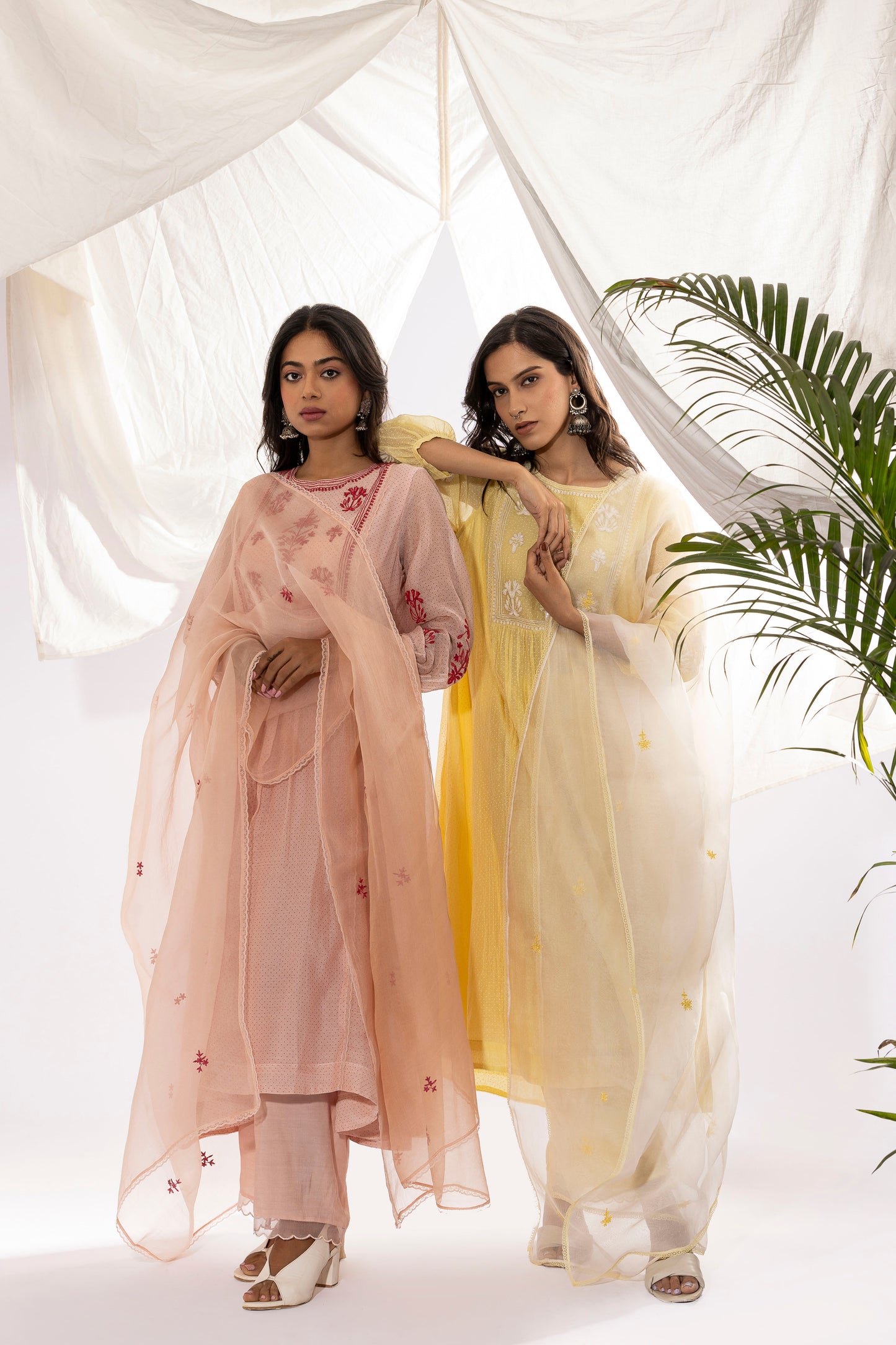 LEMON YELLOW EMBROIDERED DUPATTA