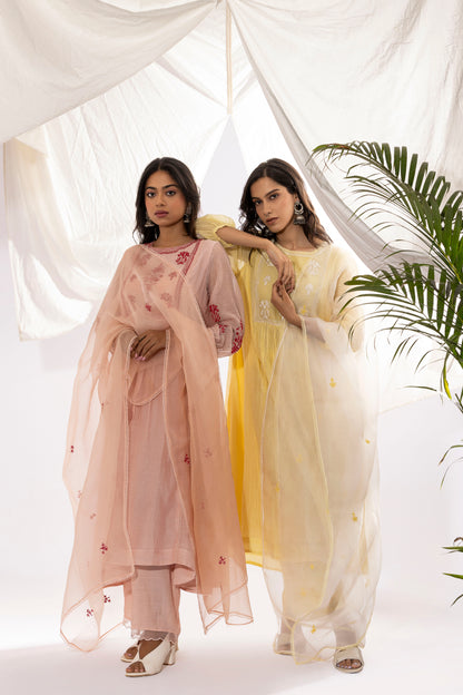 LEMON YELLOW EMBROIDERED DUPATTA