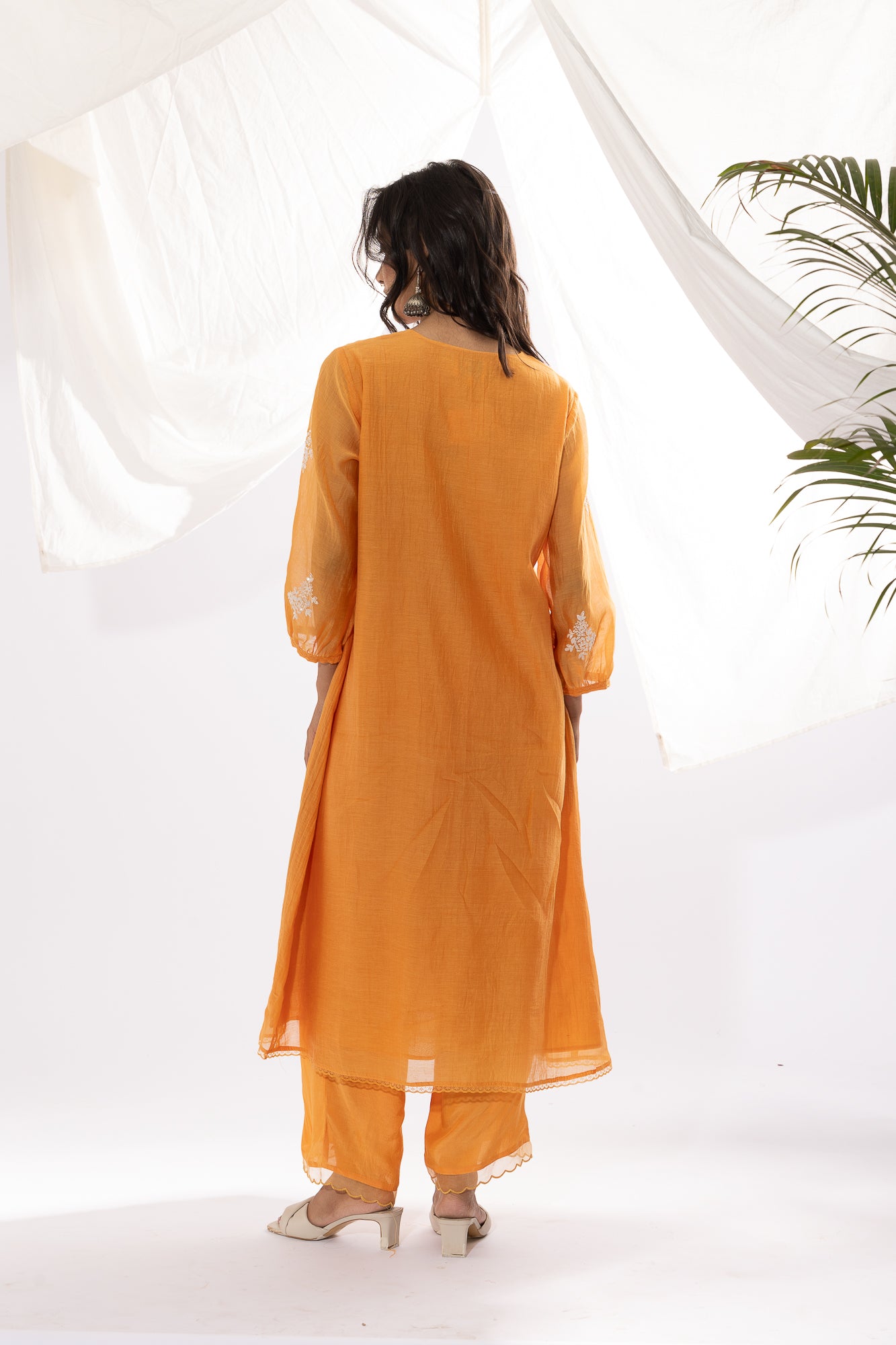 ORANGE EMBROIDERED KURTA