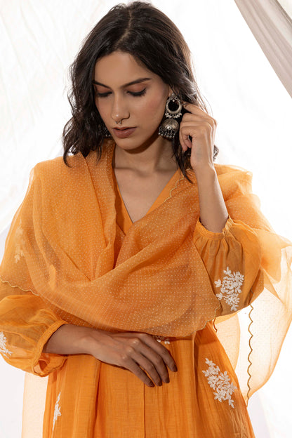 ORANGE EMBROIDERED DUPATTA
