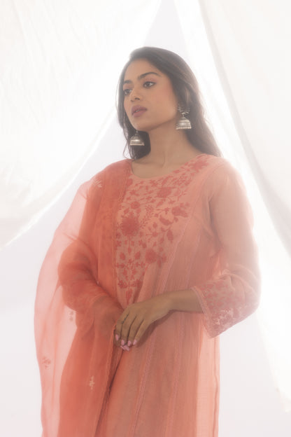 PEACH EMBROIDERED DUPATTA